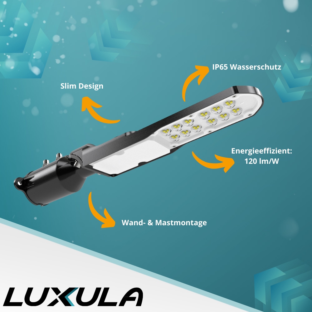 LUXULA LED-Straßenleuchte, SLIM, EEK: E, 30W, 3600lm, 5000K, IP65 LUXULA LED-Straßenleuchte, SLIM, EEK: E, 30W, 3600lm, 5000K, IP65