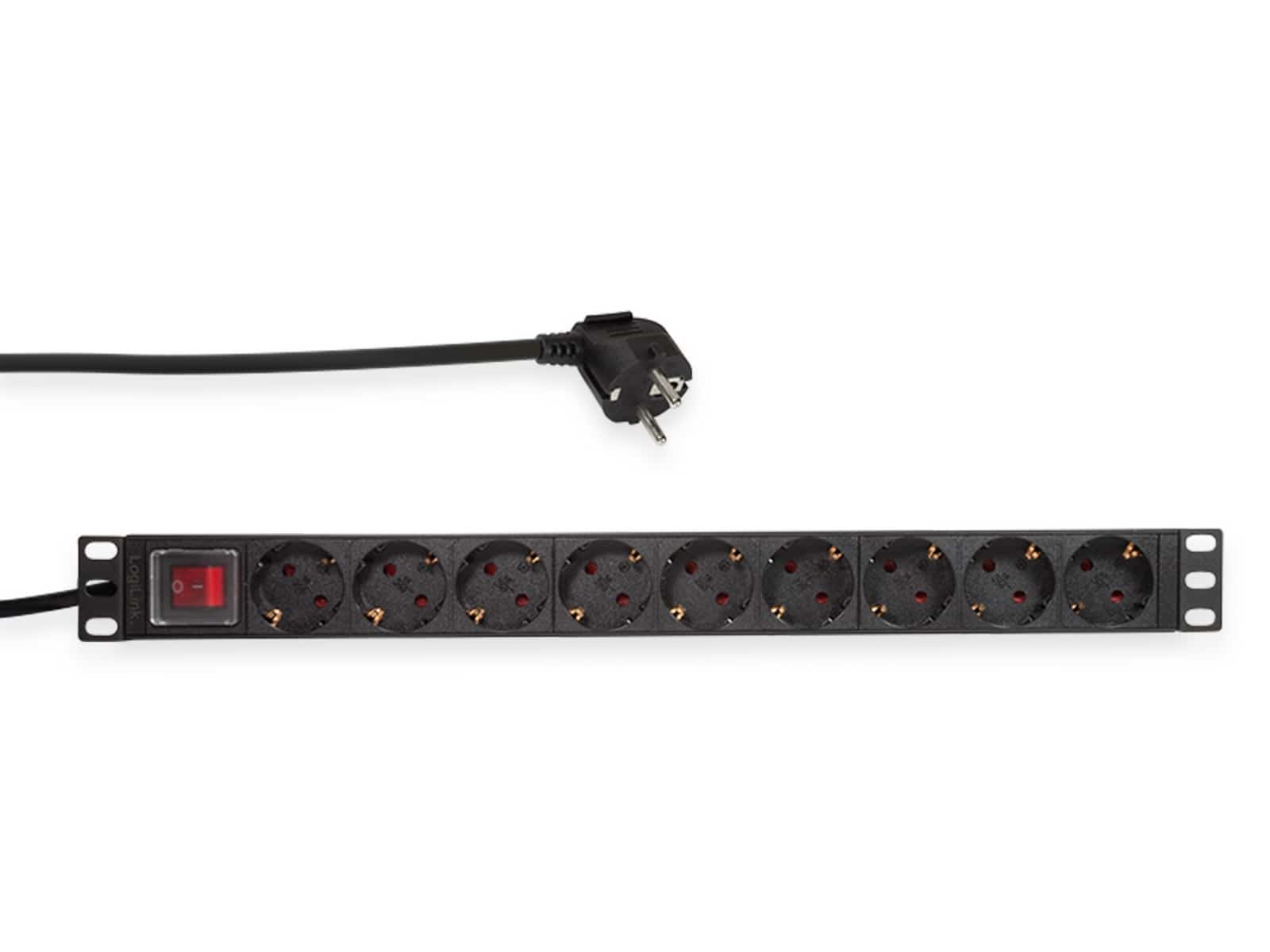 LOGILINK Steckdosenleiste 19", 9-fach, Schutzkontaktstecker, Schalter, schwarz LOGILINK Steckdosenleiste 19", 9-fach, Schutzkontaktstecker, Schalter, schwarz