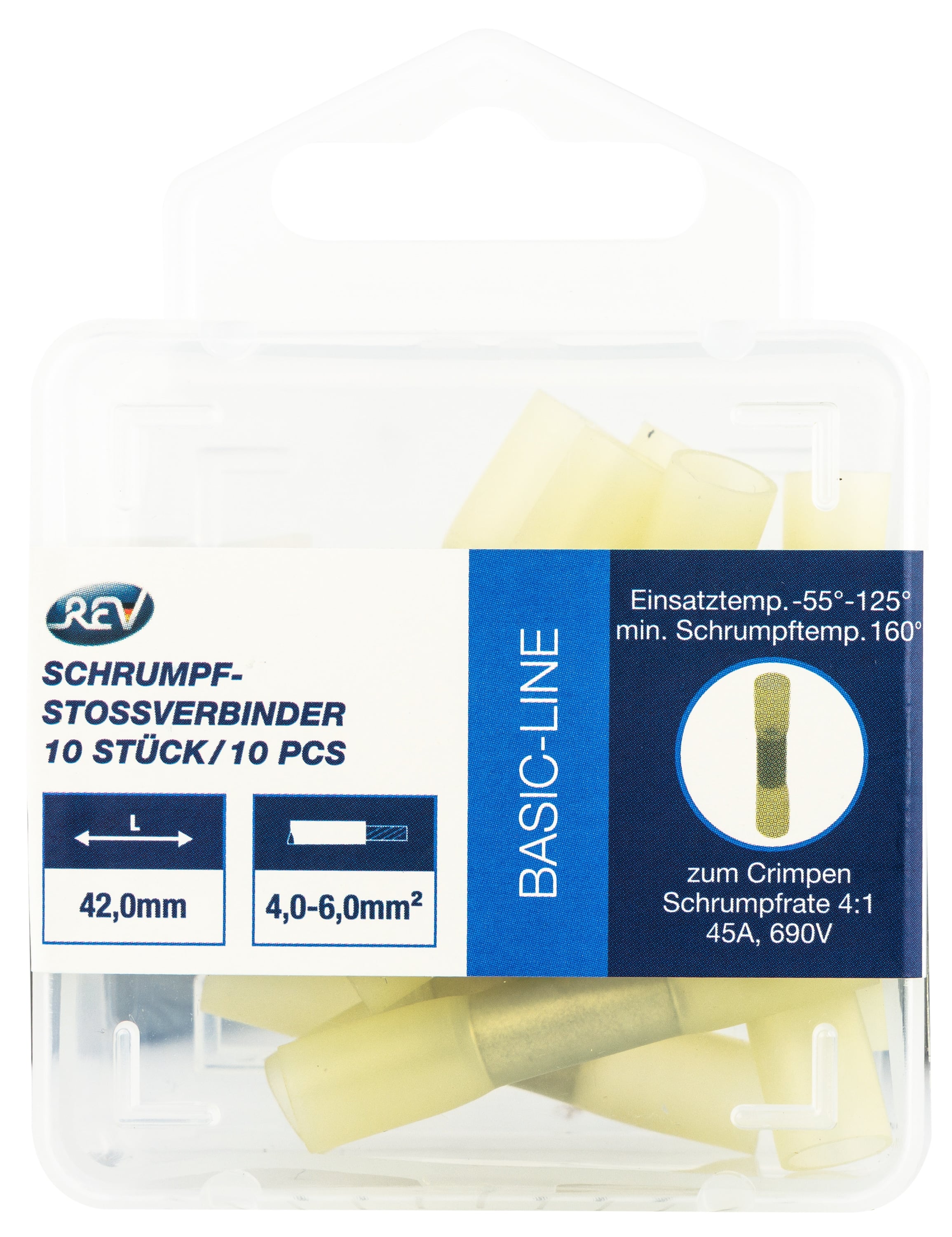 REV Schrumpf-Stoßverbinder, gelb, 4,0... 6,0 mm², 10 Stück REV Schrumpf-Stoßverbinder, gelb, 4,0... 6,0 mm², 10 Stück