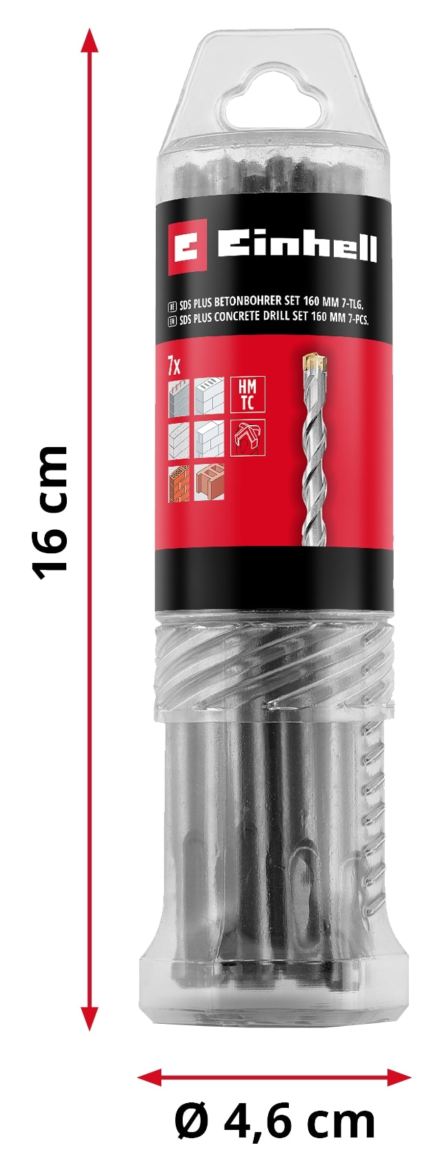 EINHELL SDS-Plus Hammerbohrer-Set 265510, 6-14 mm, 160 mm, 7-teilig EINHELL SDS-Plus Hammerbohrer-Set 265510, 6-14 mm, 160 mm, 7-teilig