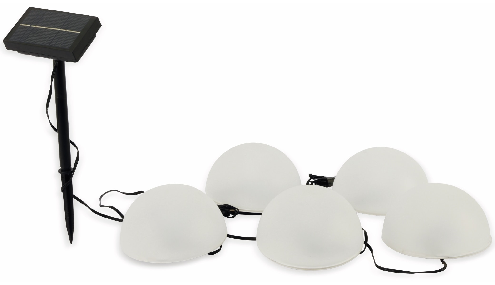 Solar-Bodenlichterkette, 5 Halbkugeln, RGB+WW, Bastelware Solar-Bodenlichterkette, 5 Halbkugeln, RGB+WW, Bastelware