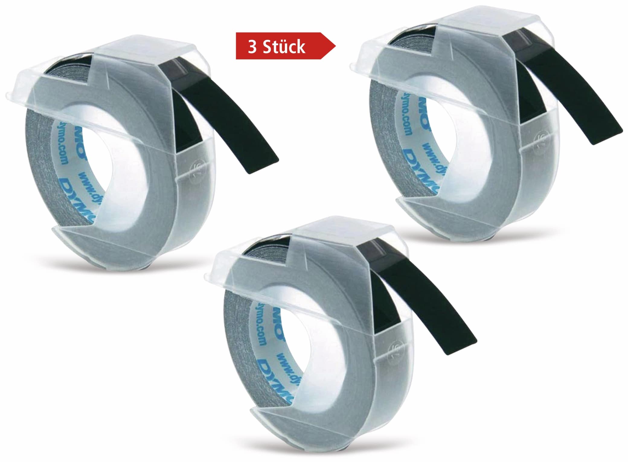 DYMO Prägebänder 3x schwarz, 9 mm x 3 m DYMO Prägebänder 3x schwarz, 9 mm x 3 m