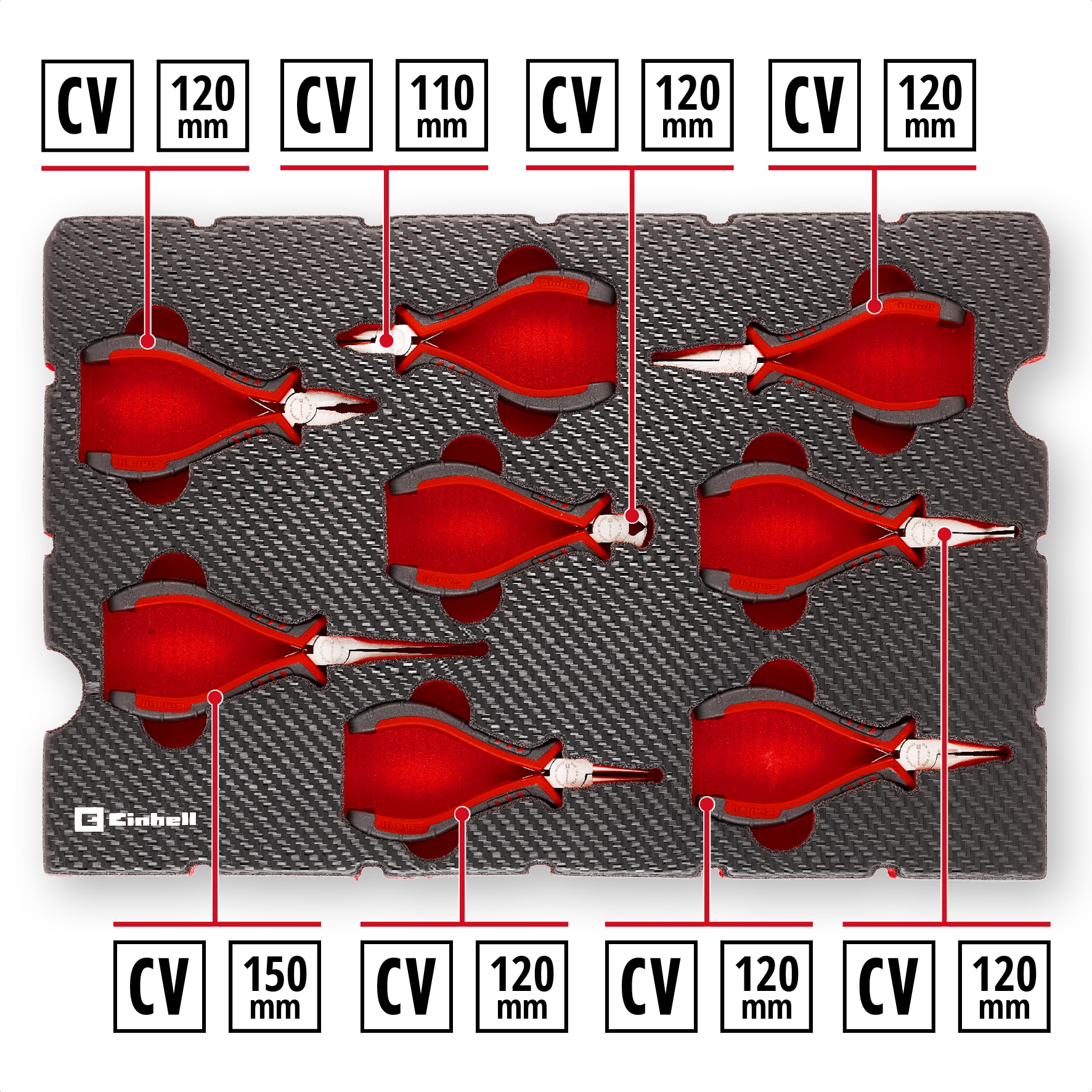 EINHELL E-Case-Einleger Feinmechaniker-Zangen, 505272, 8-teilig EINHELL E-Case-Einleger Feinmechaniker-Zangen, 505272, 8-teilig