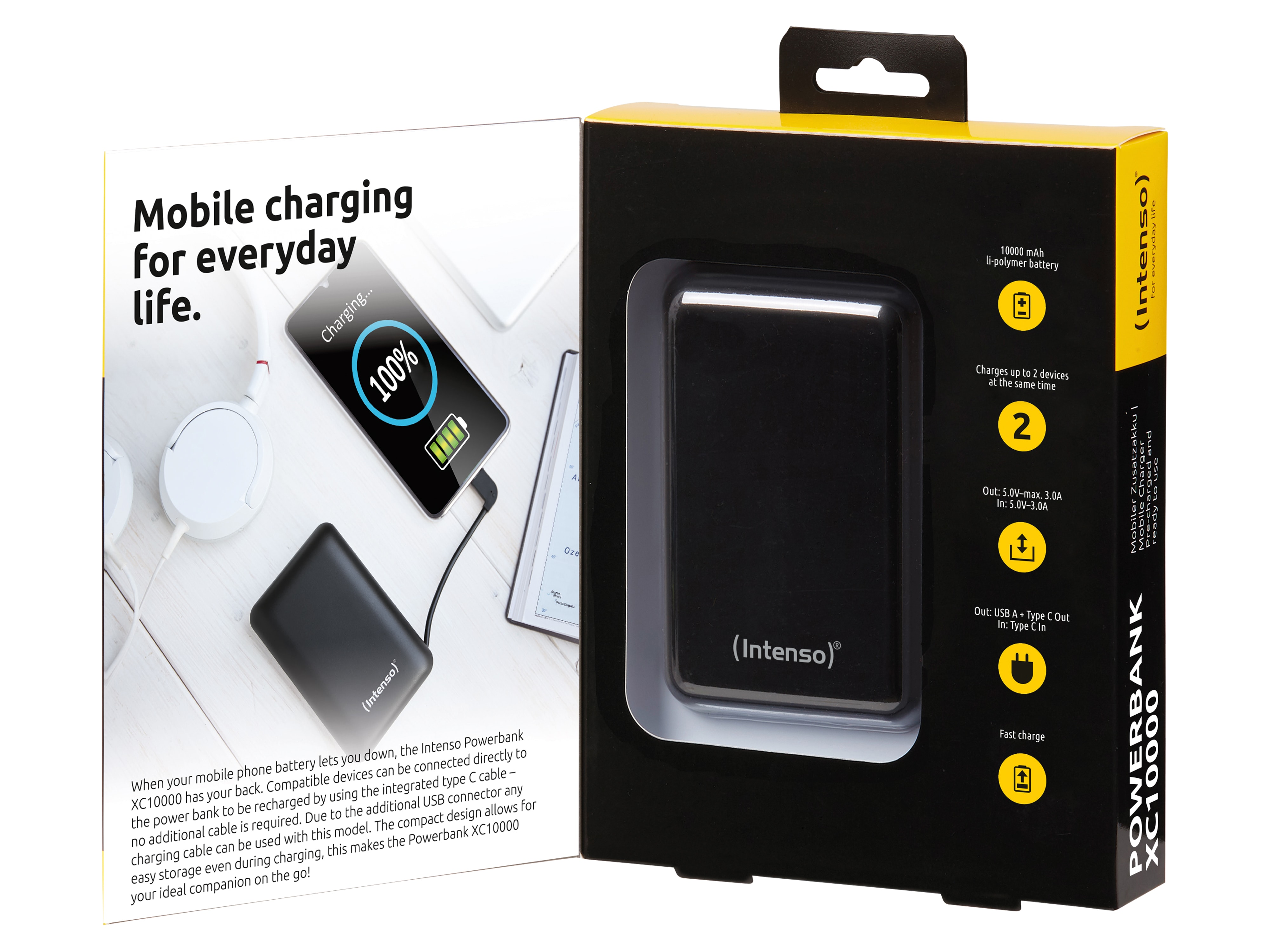 INTENSO USB Powerbank 7314530 XC 10000, 10.000 mAh, schwarz INTENSO USB Powerbank 7314530 XC 10000, 10.000 mAh, schwarz