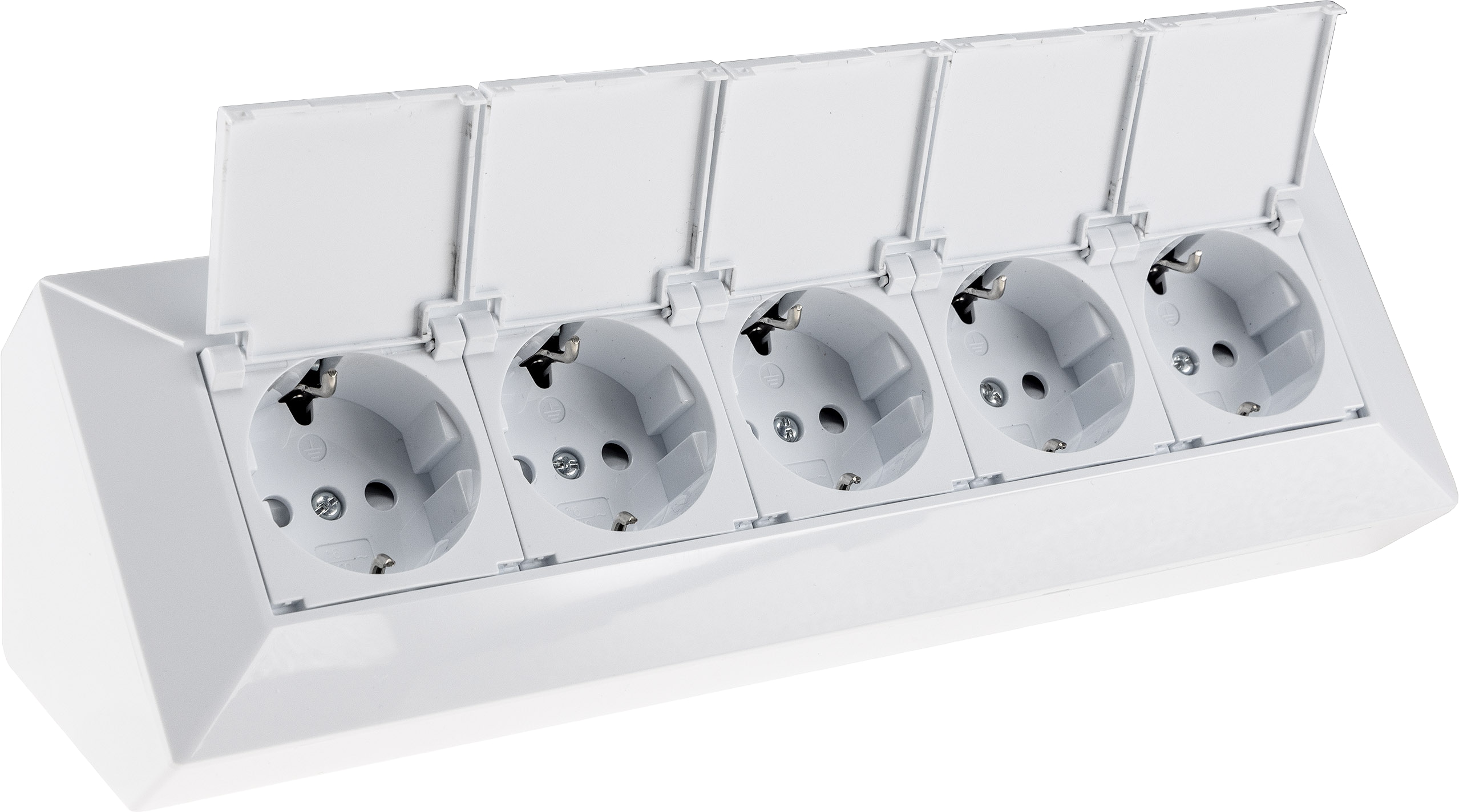 CHILITEC Steckdosenblock 23940, 5-fach, mit Schutzklappen, 250V/16A, weiß
