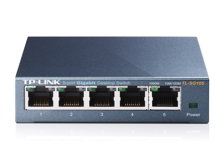 TP-LINK Gigabit Netzwerk Switch TL-SG105, 5-Port, bis 1000 Mbit/S, Metall