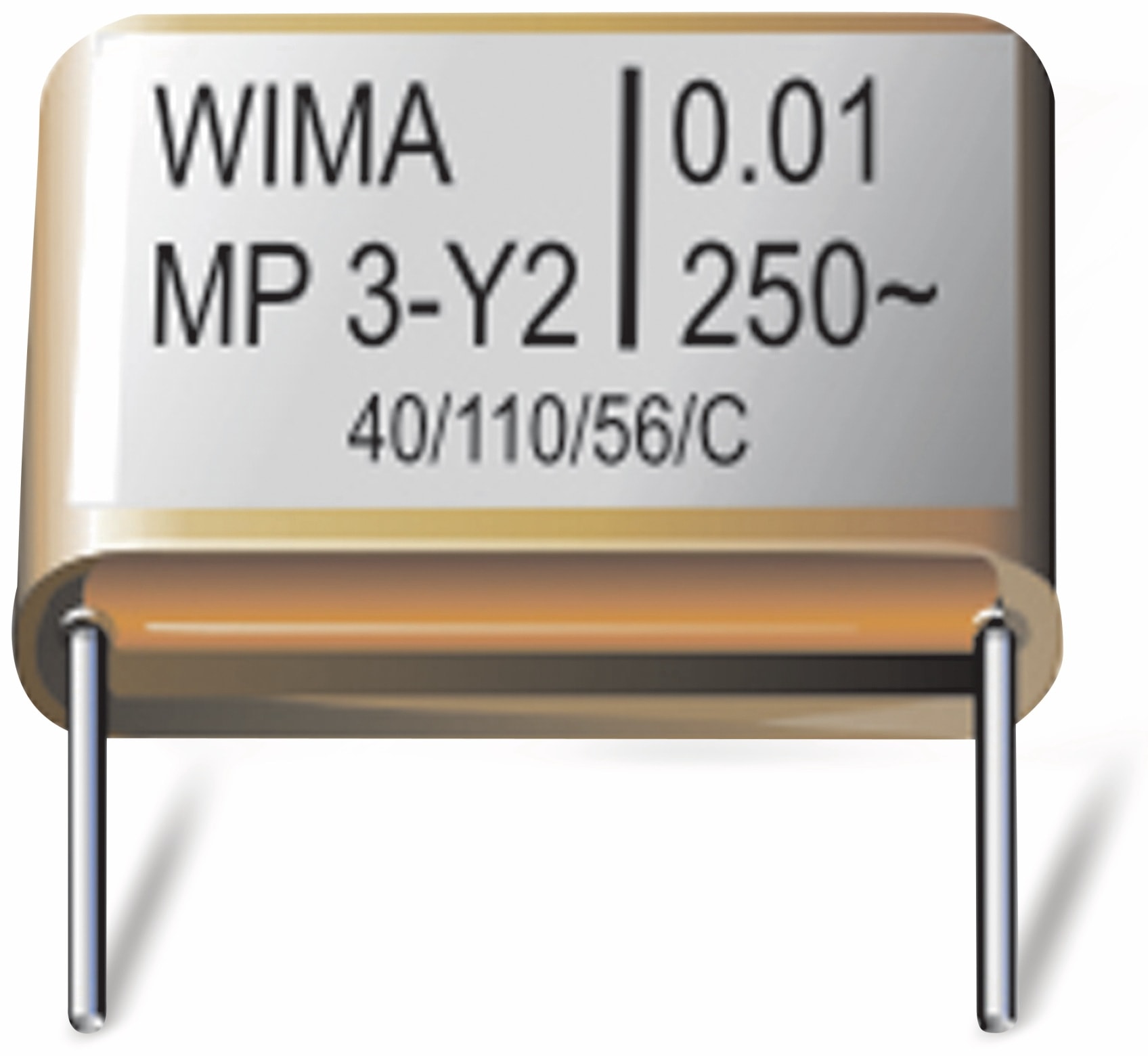 WIMA Folienkondensator, 0,01 UF, 250 V-, radial, RM 15, MPY20W2100FC00MSSD WIMA Folienkondensator, MPY20W2100FC00MSSD, 0,01UF, 250V