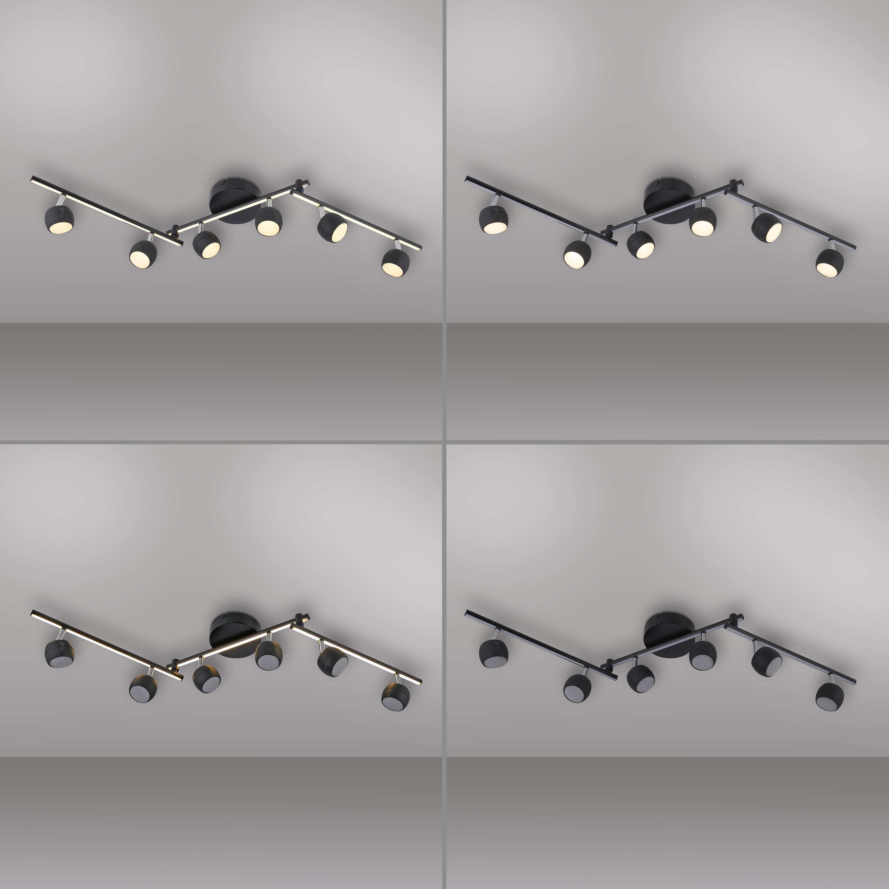 JUST LIGHT LED-Deckenleuchte 11403-18, 32W, 3000K, 37000lm, ww, IP20, schwarz