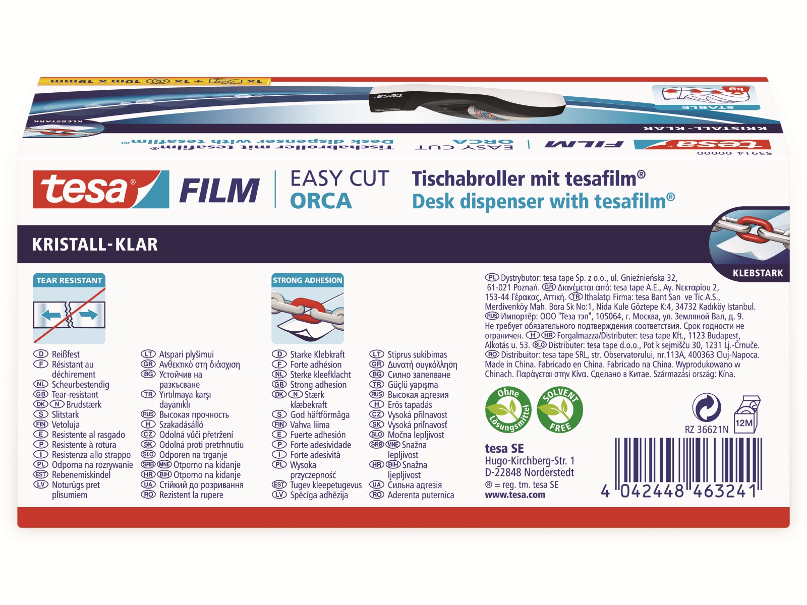 TESA film® Tischabroller Orca + film® kristall-klar, 1 Rolle 10m:19mm, 53914-00000-00 TESA film® Tischabroller Orca + film® kristall-klar, 1 Rolle 10m:19mm, 53914-00000-00