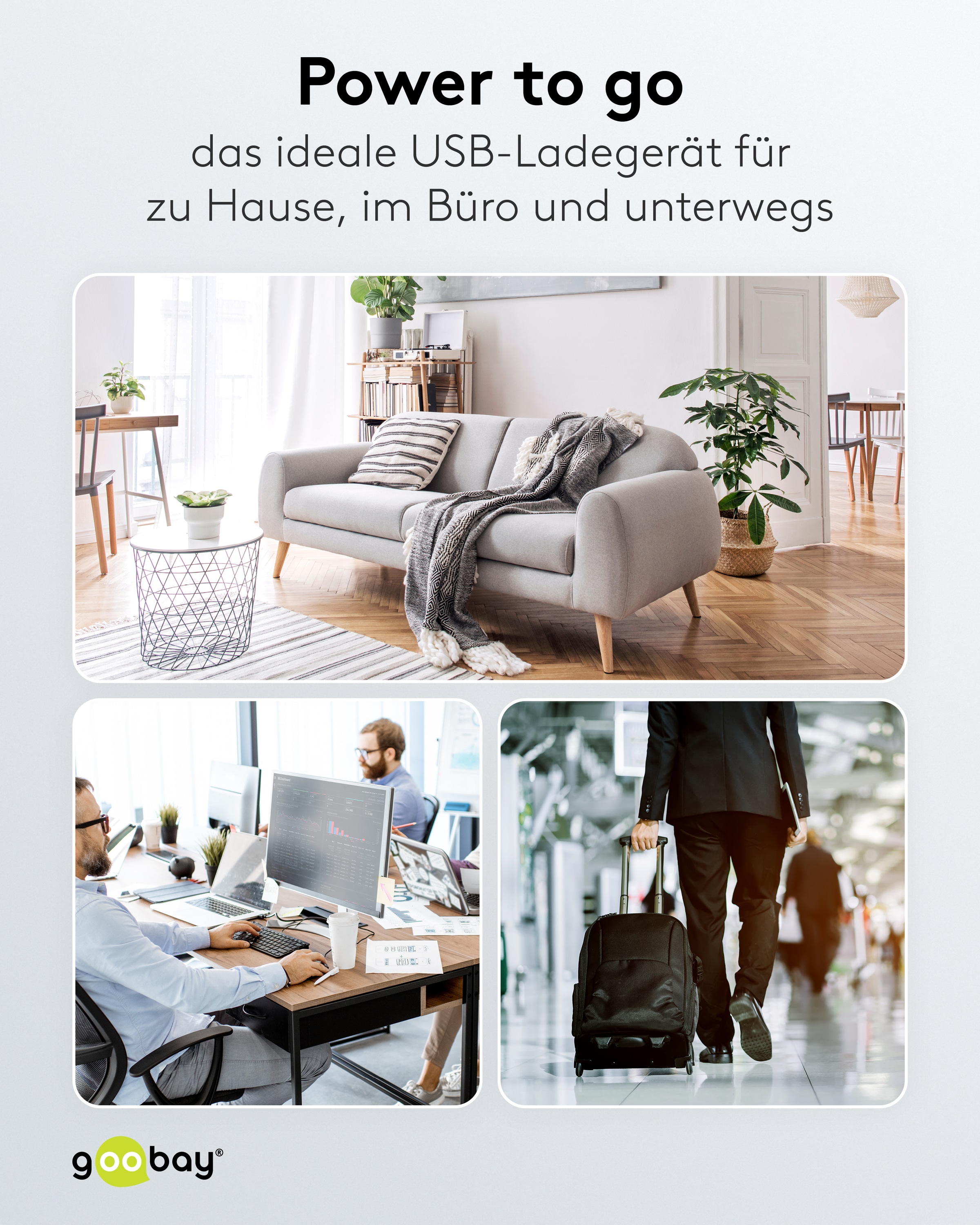 GOOBAY USB-Lader 65411, 45 W, 2-fach, 1xC PD, 1xA GaN, schwarz GOOBAY USB-Lader 65411, 45 W, 2-fach, 1xC PD, 1xA GaN, schwarz