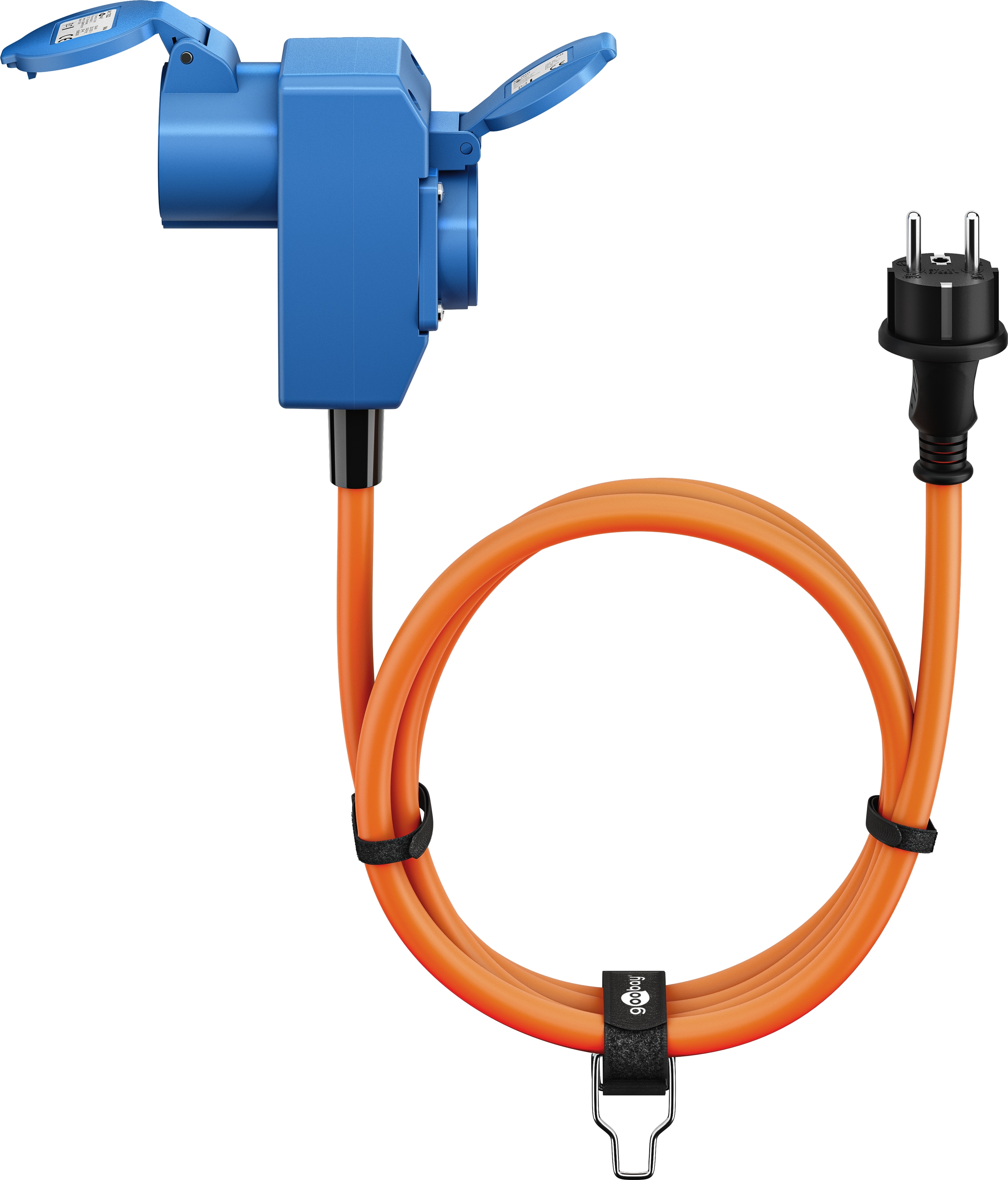 GOOBAY CEE-Adapterkabel 76222, 1,5 m, Schutzkontakt Stecker zu CEE-+ SK.-Kupplung
