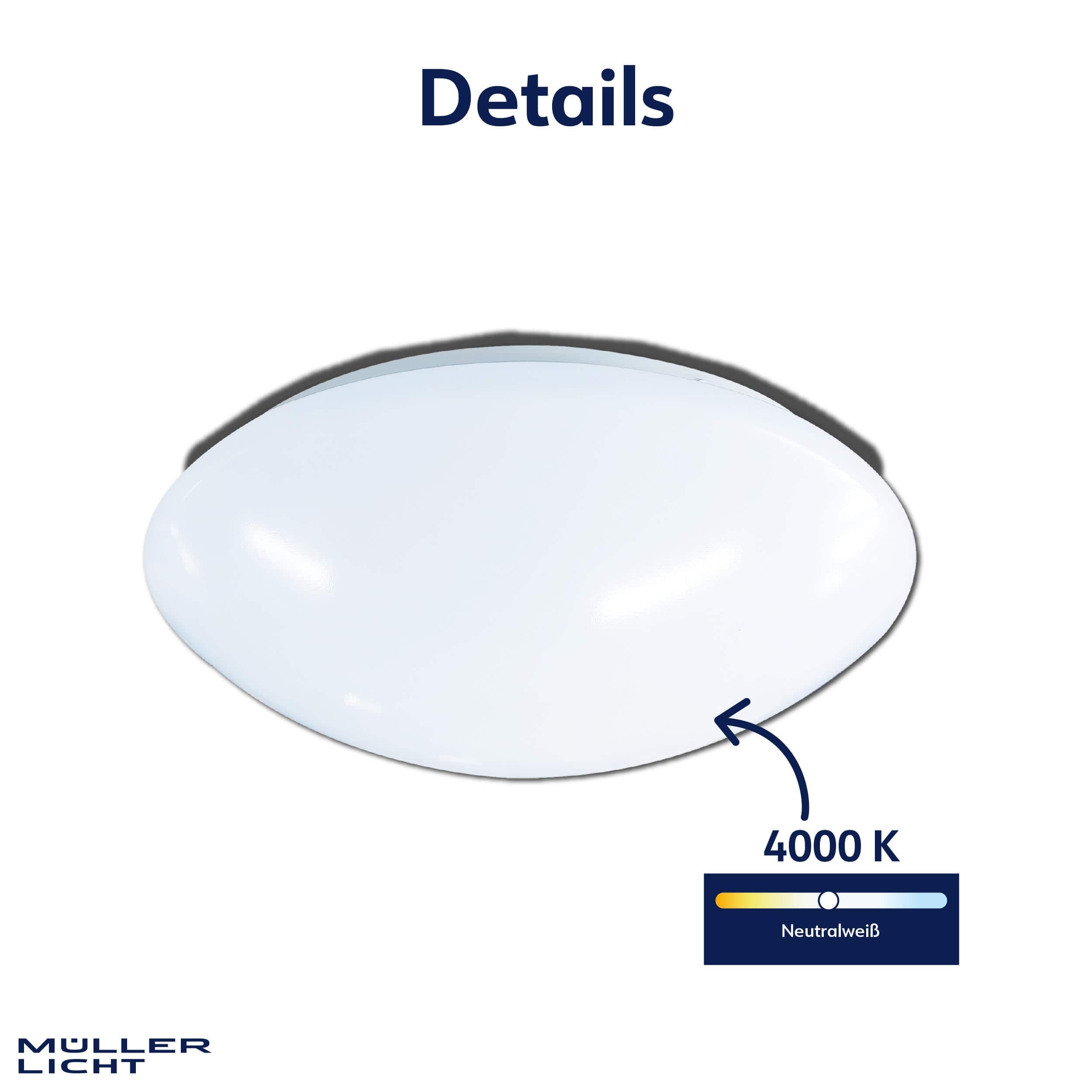MÜLLER-LICHT LED-Deckenleuchte Claro white, 14 W, 1460 lm, 4000 K, IP20, neutralweiß MÜLLER-LICHT LED-Deckenleuchte Claro white, 14 W, 1460 lm, 4000 K, IP20, neutralweiß