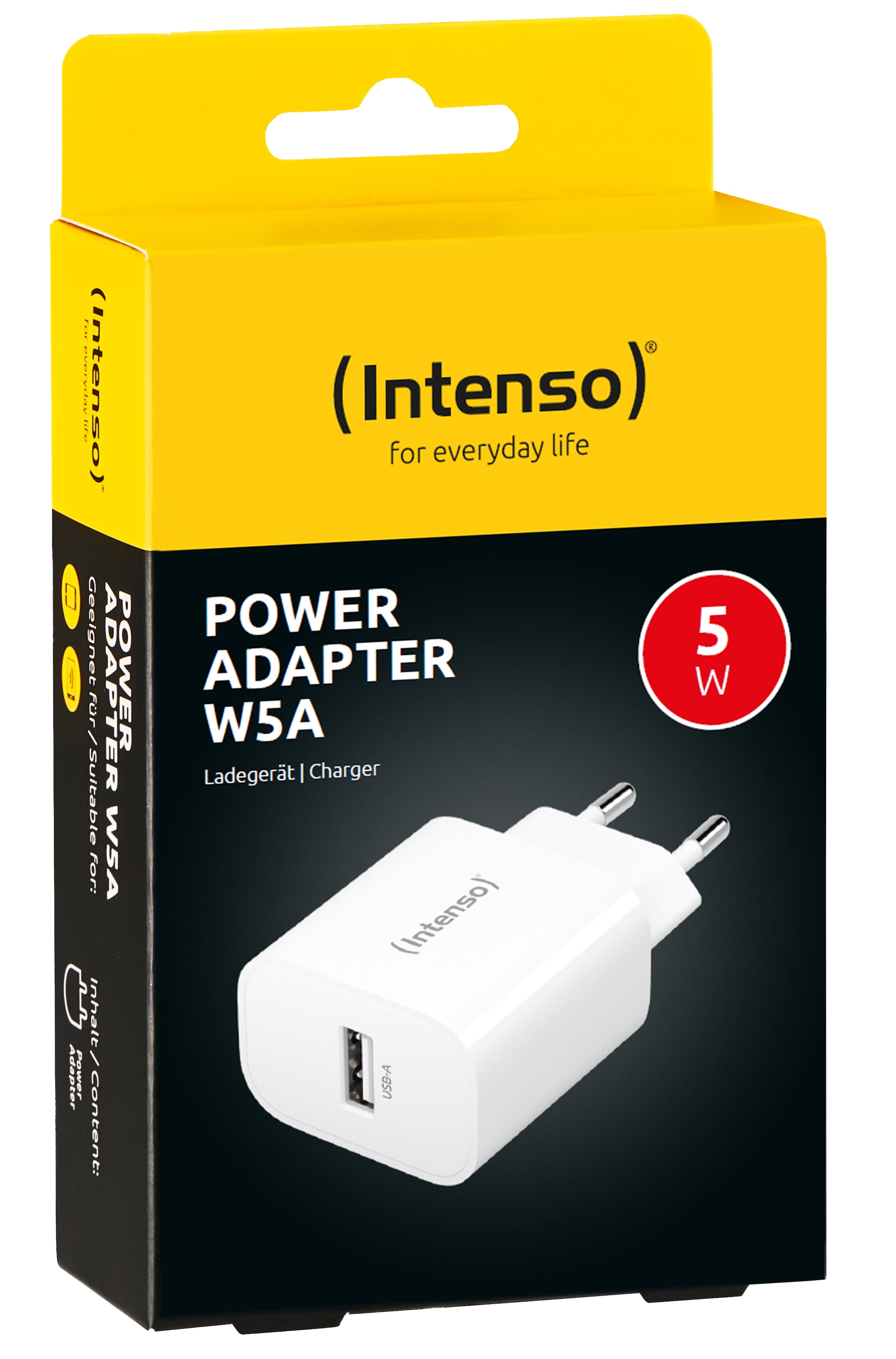 INTENSO USB-Ladegerät W5A, 1 x USB-A, 5 Watt INTENSO USB-Ladegerät W5A, 1 x USB-A, 5 Watt
