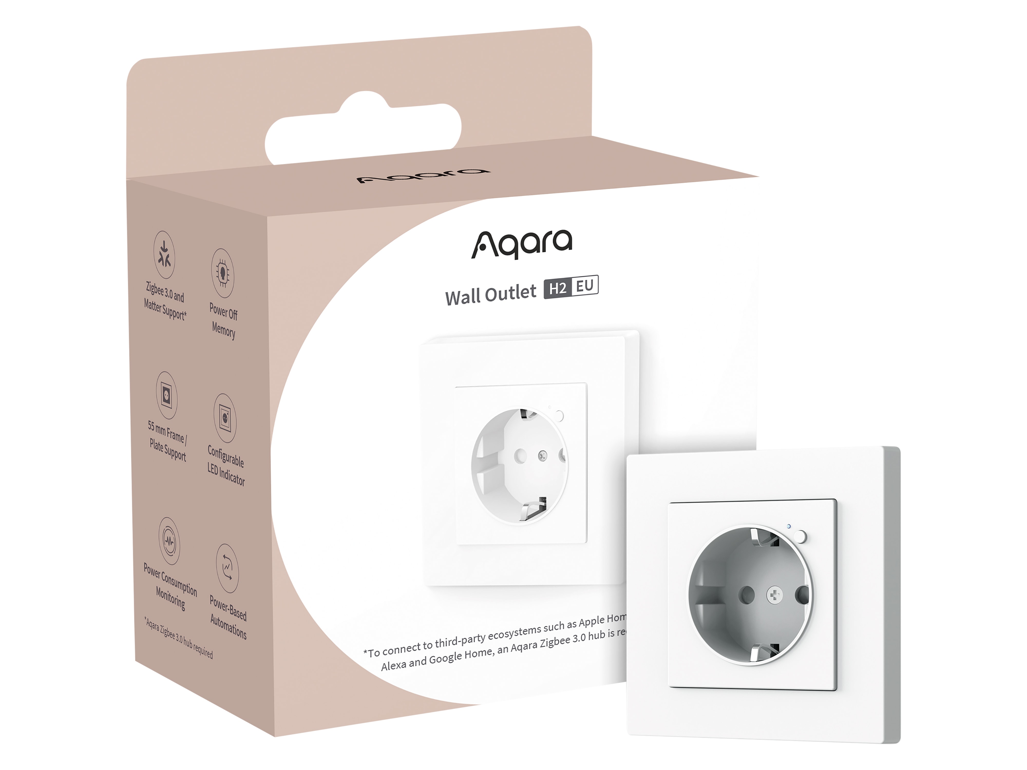 AQARA Smart Steckdose WP-P01D, Wall Outlet H2, weiß AQARA Smart Steckdose WP-P01D, Wall Outlet H2, weiß