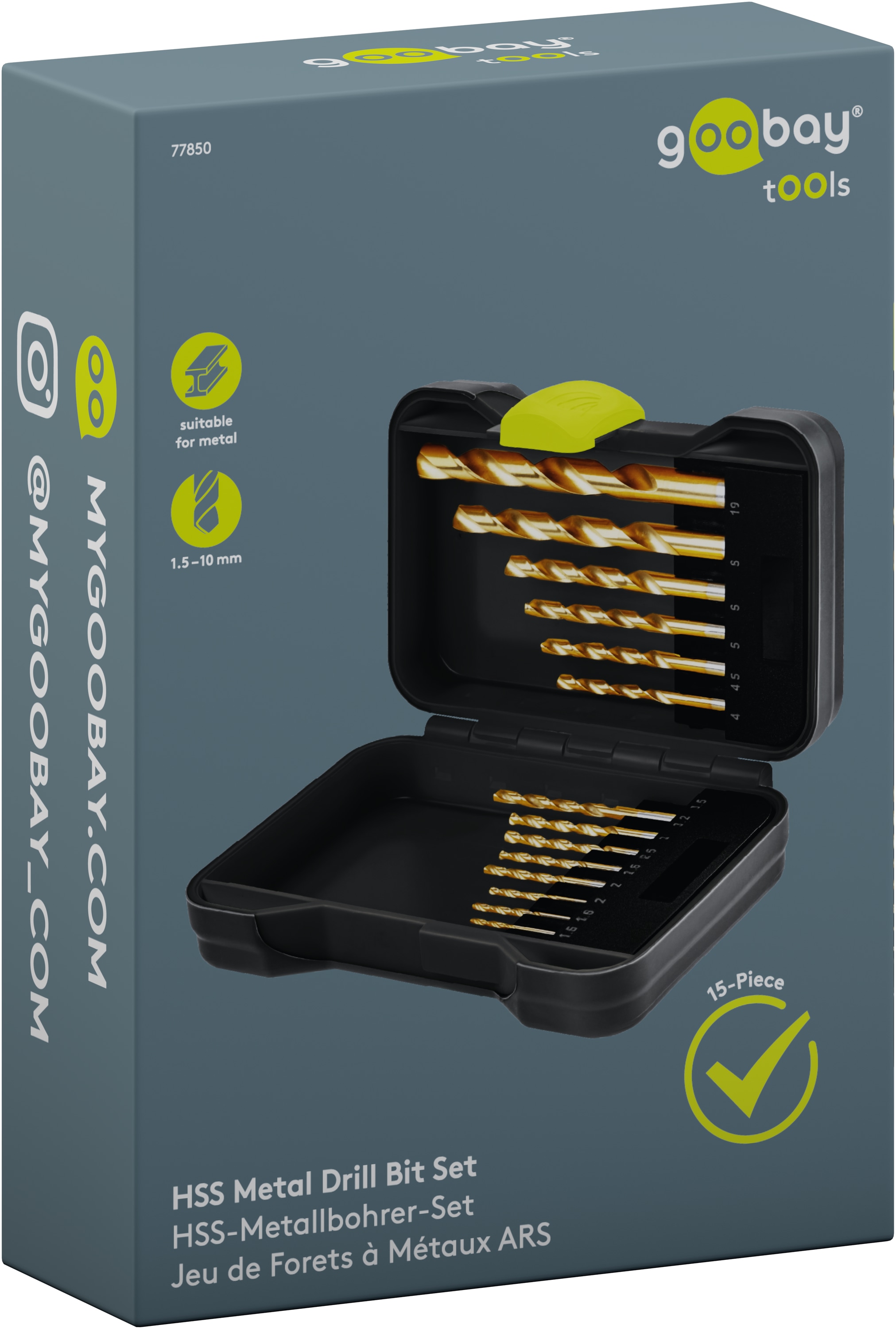 GOOBAY TOOLS HSS-Metallbohrer-Set, 77850, 1,5-10 mm, 15-teilig GOOBAY TOOLS HSS-Metallbohrer-Set, 77850, 1,5-10 mm, 15-teilig