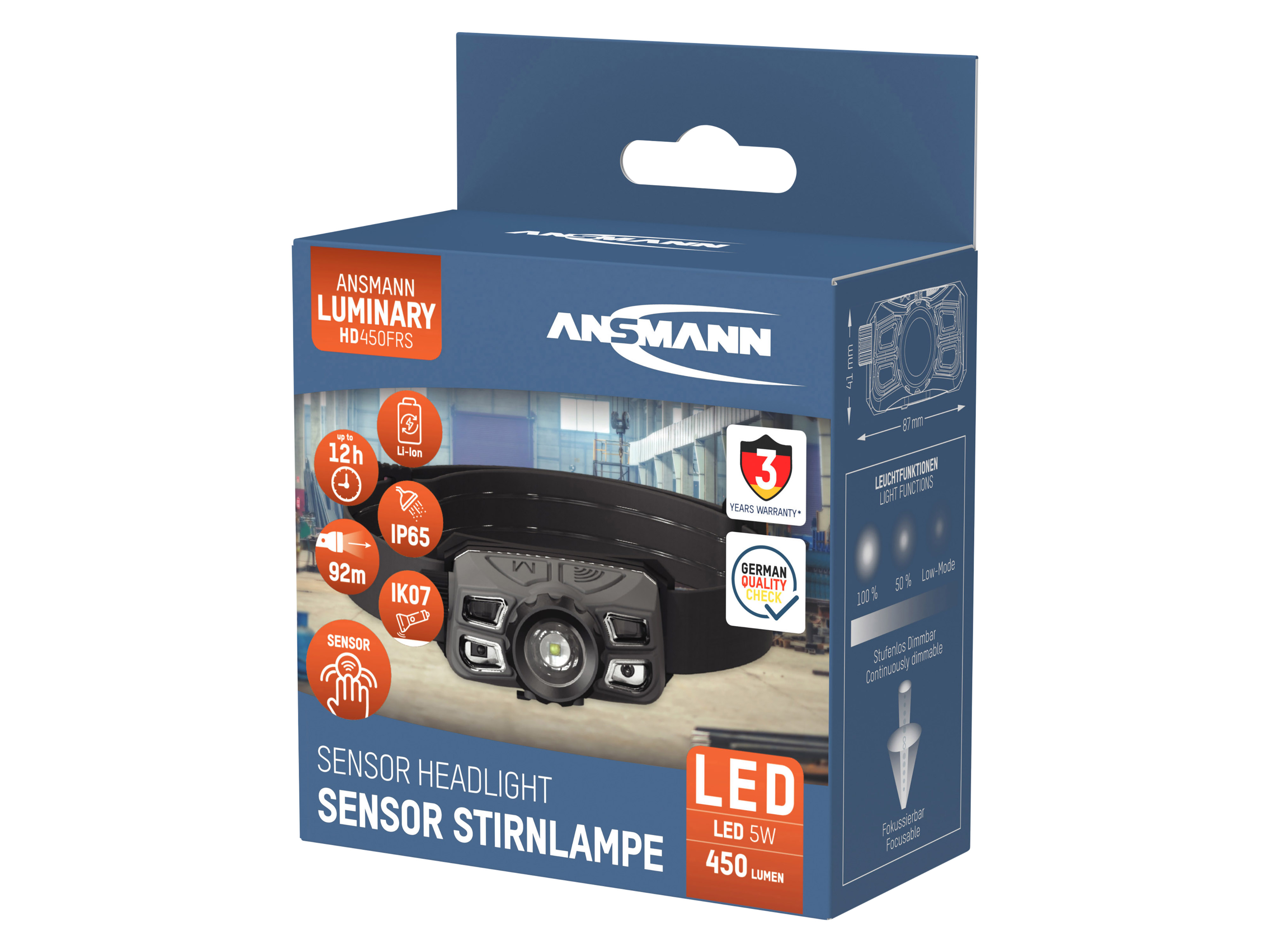 ANSMANN LED-Stirnlampe HD450FRS 450 lm, Akkubetrieb ANSMANN LED-Stirnlampe HD450FRS 450 lm, Akkubetrieb