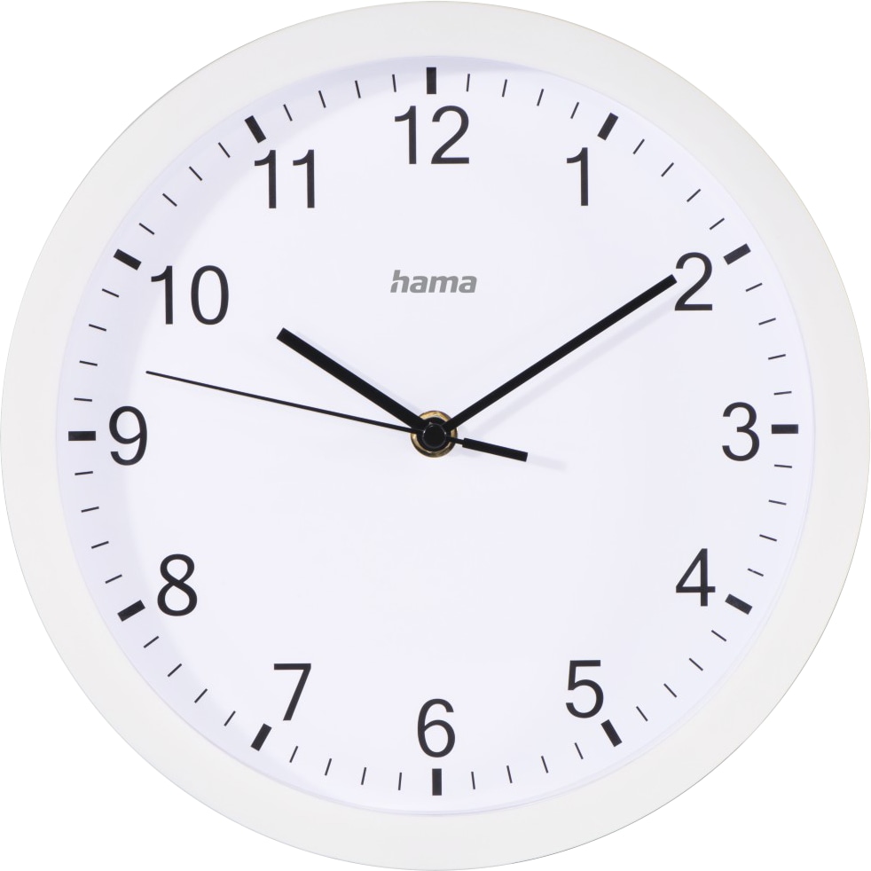 HAMA Wanduhr Elba, Ø 25 cm, ohne Ticken, Weiß