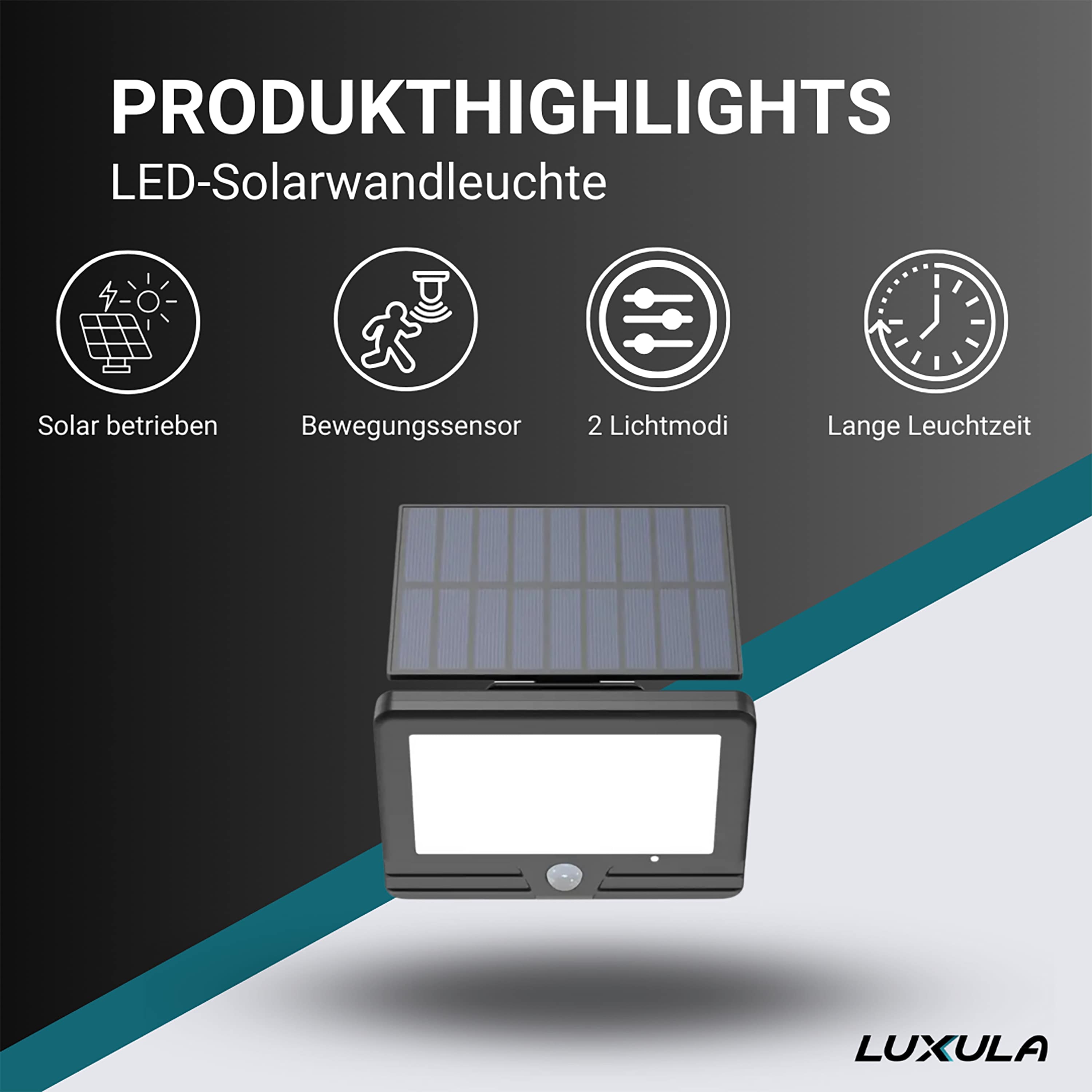 LUXULA Solar-LED Wandleuchte LXSO700125, PIR-Sensor, 4000K, IP54 LUXULA Solar-LED Wandleuchte LXSO700125, PIR-Sensor, 4000K, IP54