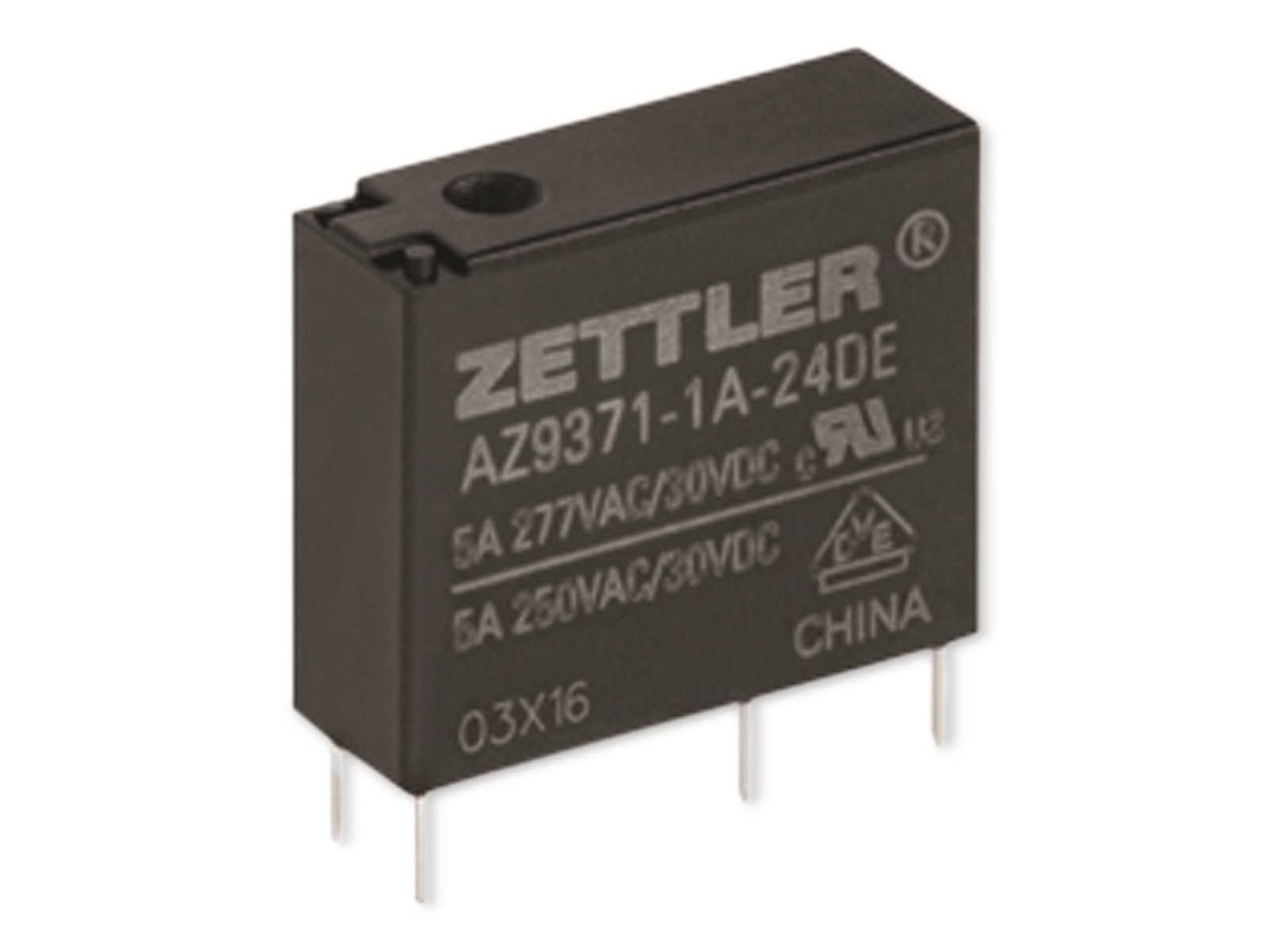 ZETTLER Printrelais, AZ9371-1A-12DE, 12V, 1 Schließer, 30V/DC, THT ZETTLER Printrelais, AZ9371-1A-12DE, 12V, 1 Schließer, 30V/DC, THT
