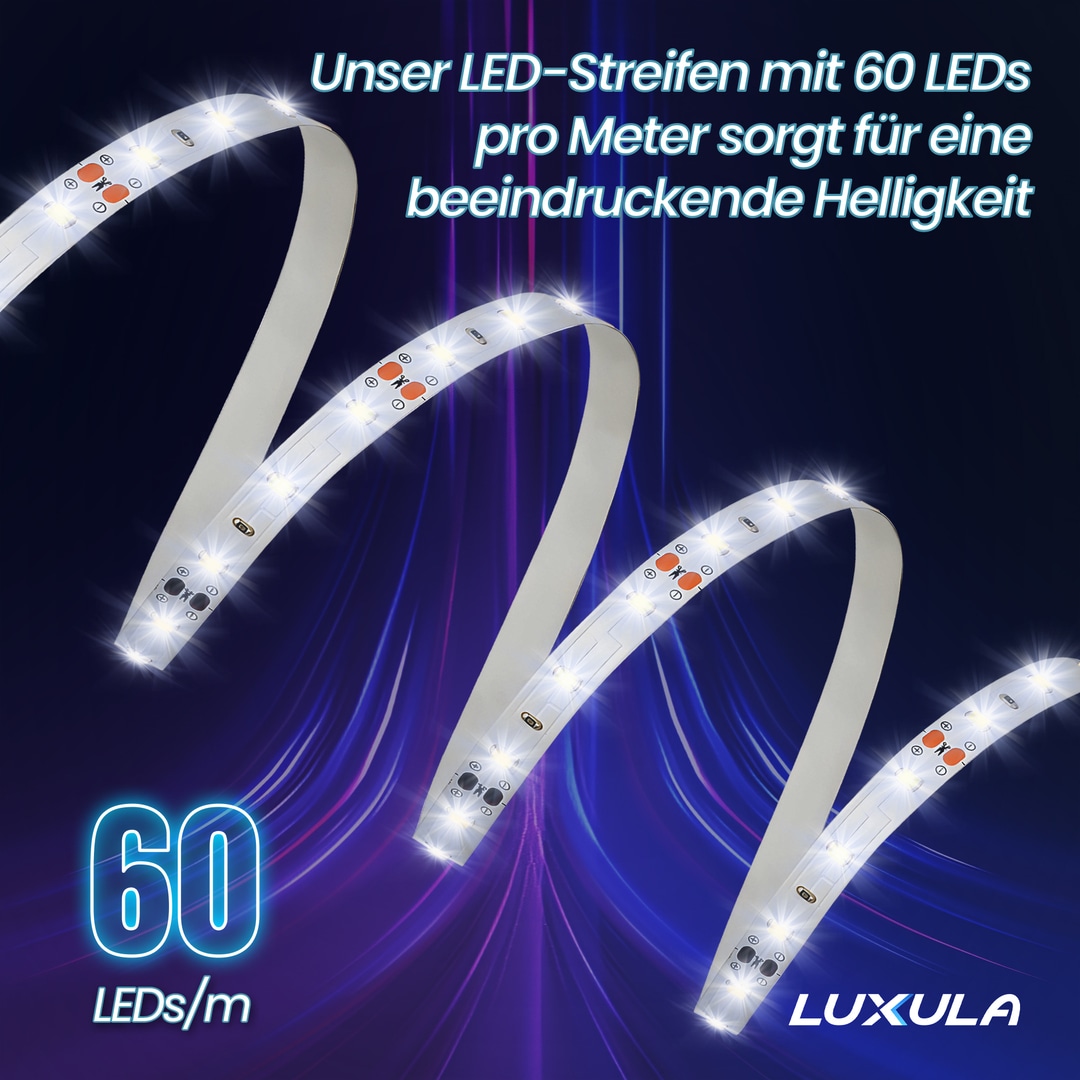 LUXULA LED-Strip, 5 m, warmweiß, EEK: F, 12 V, 2700 K, 60-LED/m LUXULA LED-Strip, 5 m, warmweiß, EEK: F, 12 V, 2700 K, 60-LED/m