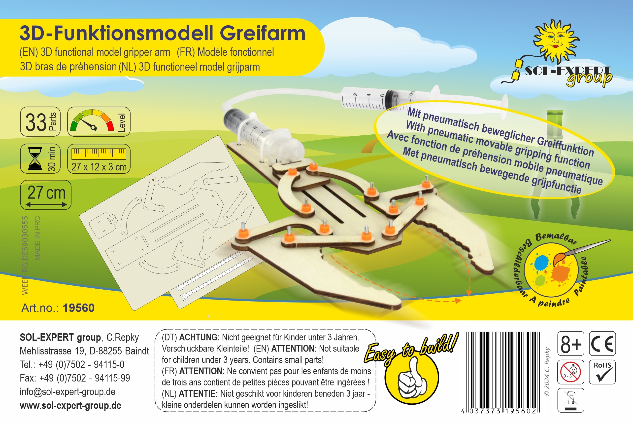 SOL-EXPERT Funktionsmodell pneumatisch angetriebener Greifarm SOL-EXPERT Funktionsmodell pneumatisch angetriebener Greifarm