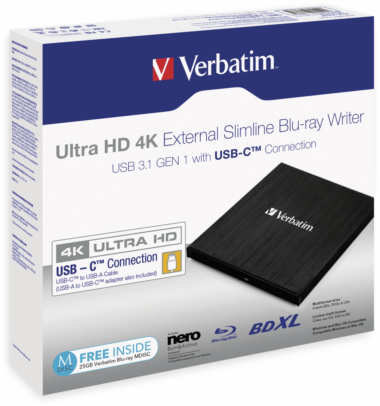 VERBATIM Blu-ray Brenner 43888 VERBATIM Blu-ray Brenner 43888, 4K, USB-C 3.1