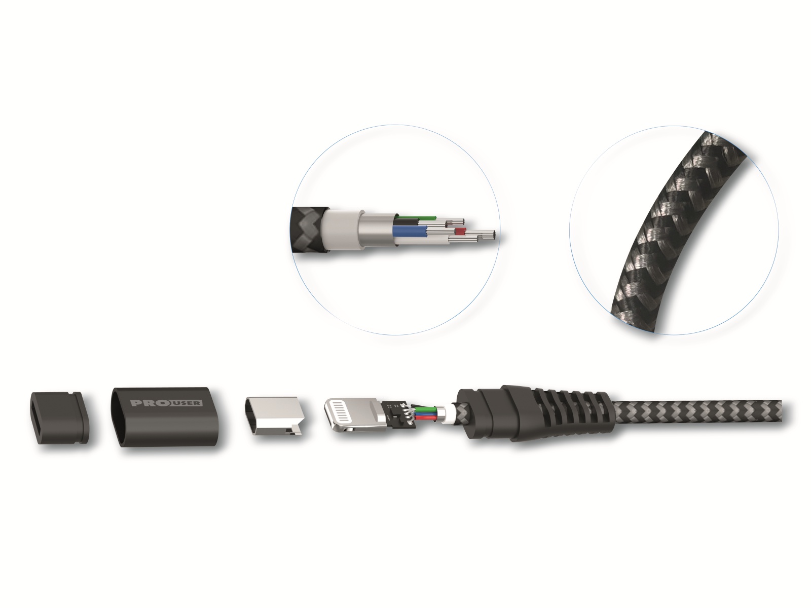 PROUSER USB-Daten/Ladekabel 2er-Set, USB-C zu USB-Lightning, 100/150 cm PROUSER USB-Daten/Ladekabel 2er-Set, USB-C zu USB-Lightning, 100/150 cm