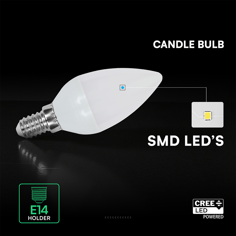 V-TAC LED-Lampe VT-2141666, EEK: F, 3,7W, 320lm, 4000K, C37, E14, 180° V-TAC LED-Lampe VT-2141666, EEK: F, 3,7W, 320lm, 4000K, C37, E14, 180°