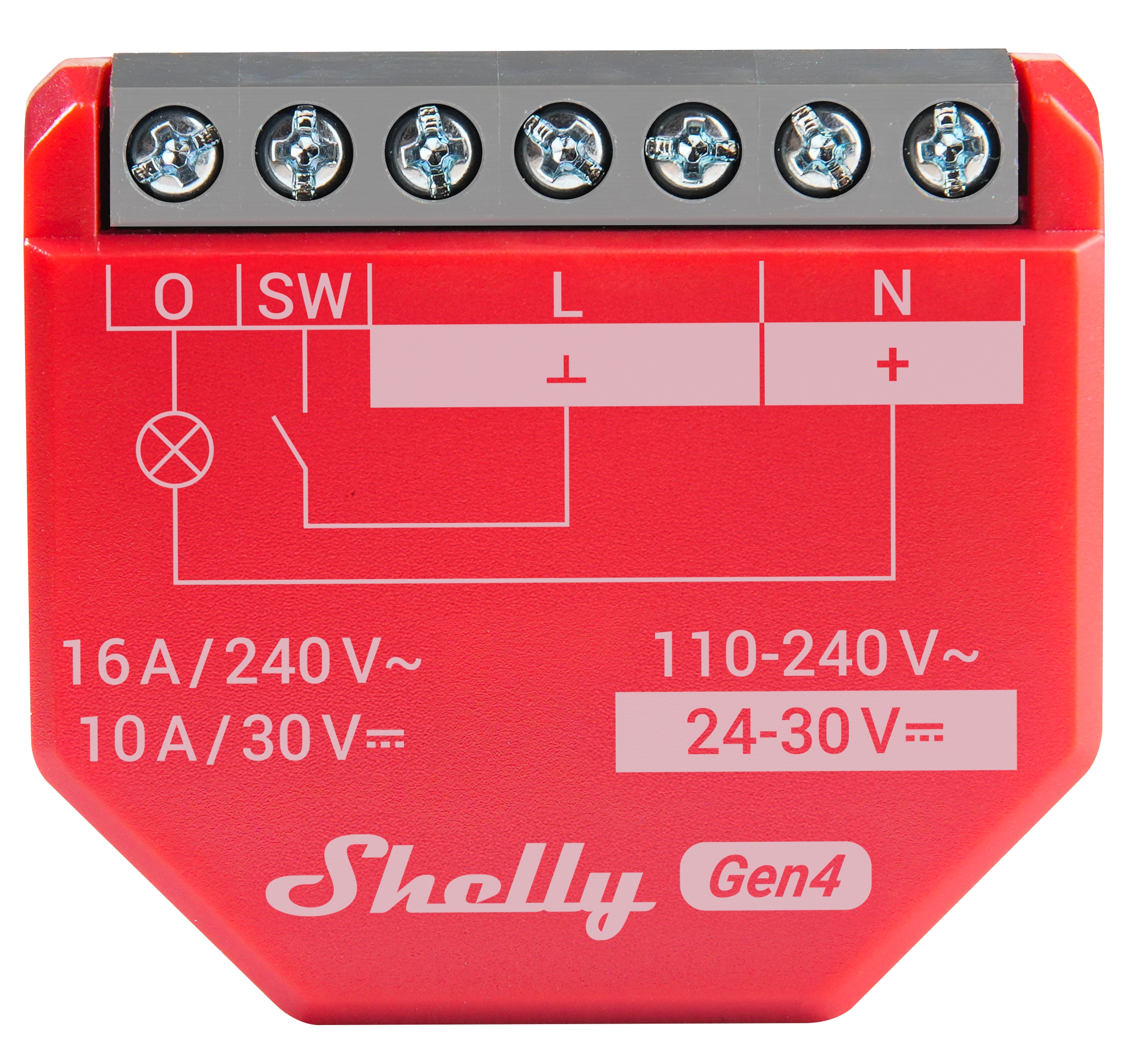 SHELLY Relais 1PM Gen4, 16 A, WLAN, Bluetooth, rot SHELLY Relais 1PM Gen4, 16 A, WLAN, Bluetooth, rot