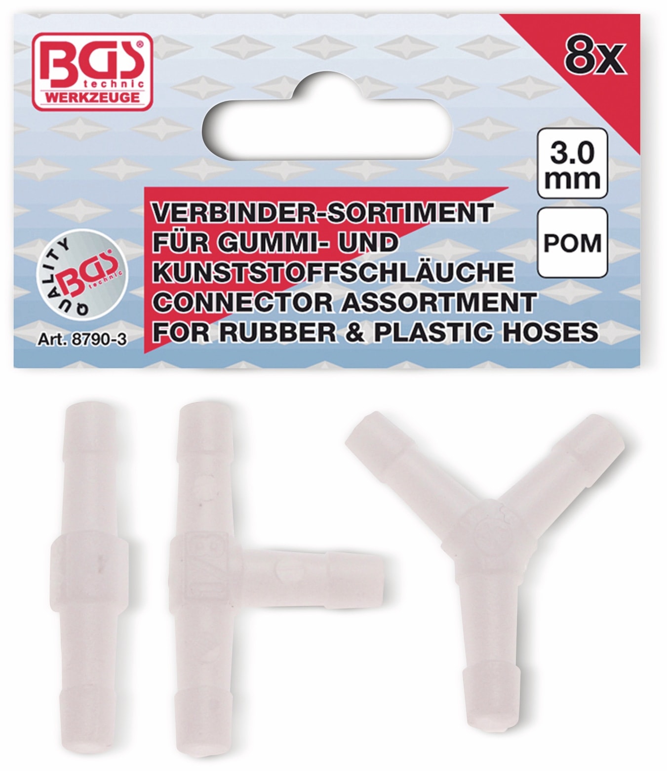 BGS TECHNIC Schlauch-Verbinder-Sortiment 3 mm, 8-teilig BGS TECHNIC Schlauch-Verbinder-Sortiment 3 mm, 8-teilig
