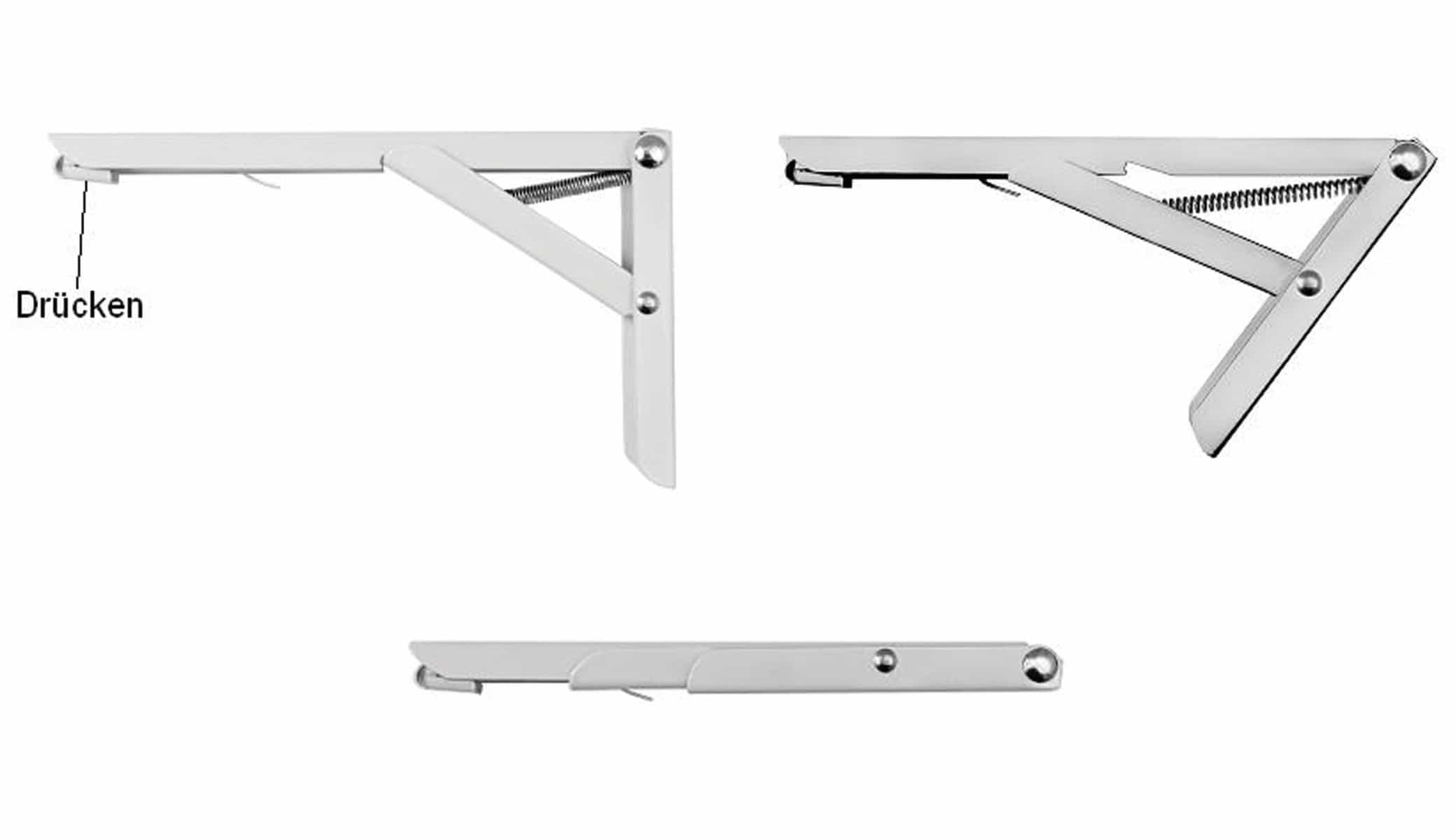 Regalwinkel-Set, klappbar, 195 mm, weiß, 2 Stück Regalwinkel-Set, klappbar, 195 mm, weiß, 2 Stück