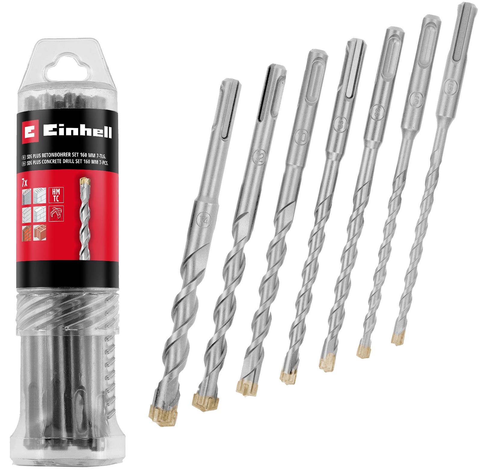 EINHELL SDS-Plus Hammerbohrer-Set 265510, 6-14 mm, 160 mm, 7-teilig EINHELL SDS-Plus Hammerbohrer-Set 265510, 6-14 mm, 160 mm, 7-teilig