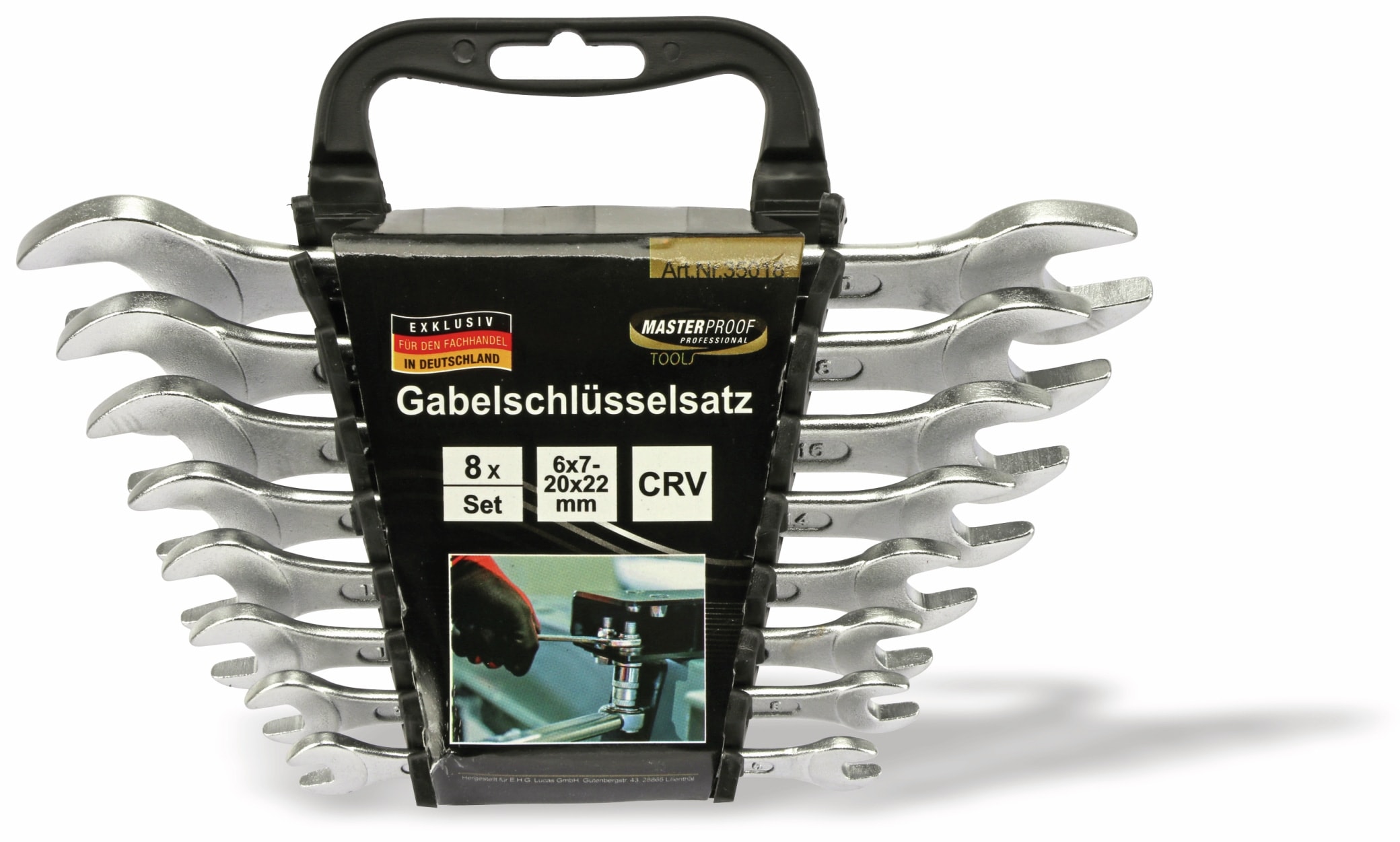 MASTERPROOF Gabelschlüssel-Satz, 6...22mm, 8 teilig MASTERPROOF Gabelschlüssel-Satz, 6...22mm, 8 teilig