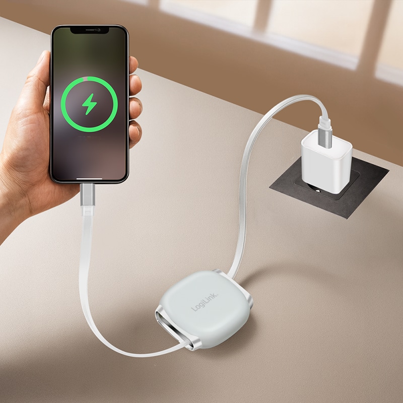 LOGILINK USB2.0 Kabel CU0501 USB-C M/USB-C M 60W 1m weiß ausziehbar