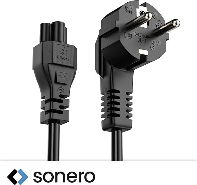 SONERO Netzkabel Schutzkontaktstecker, X-SKW-C5G-010B, 90°, schwarz, 1m SONERO Netzkabel Schutzkontaktstecker, X-SKW-C5G-010B, 90°, schwarz, 1m