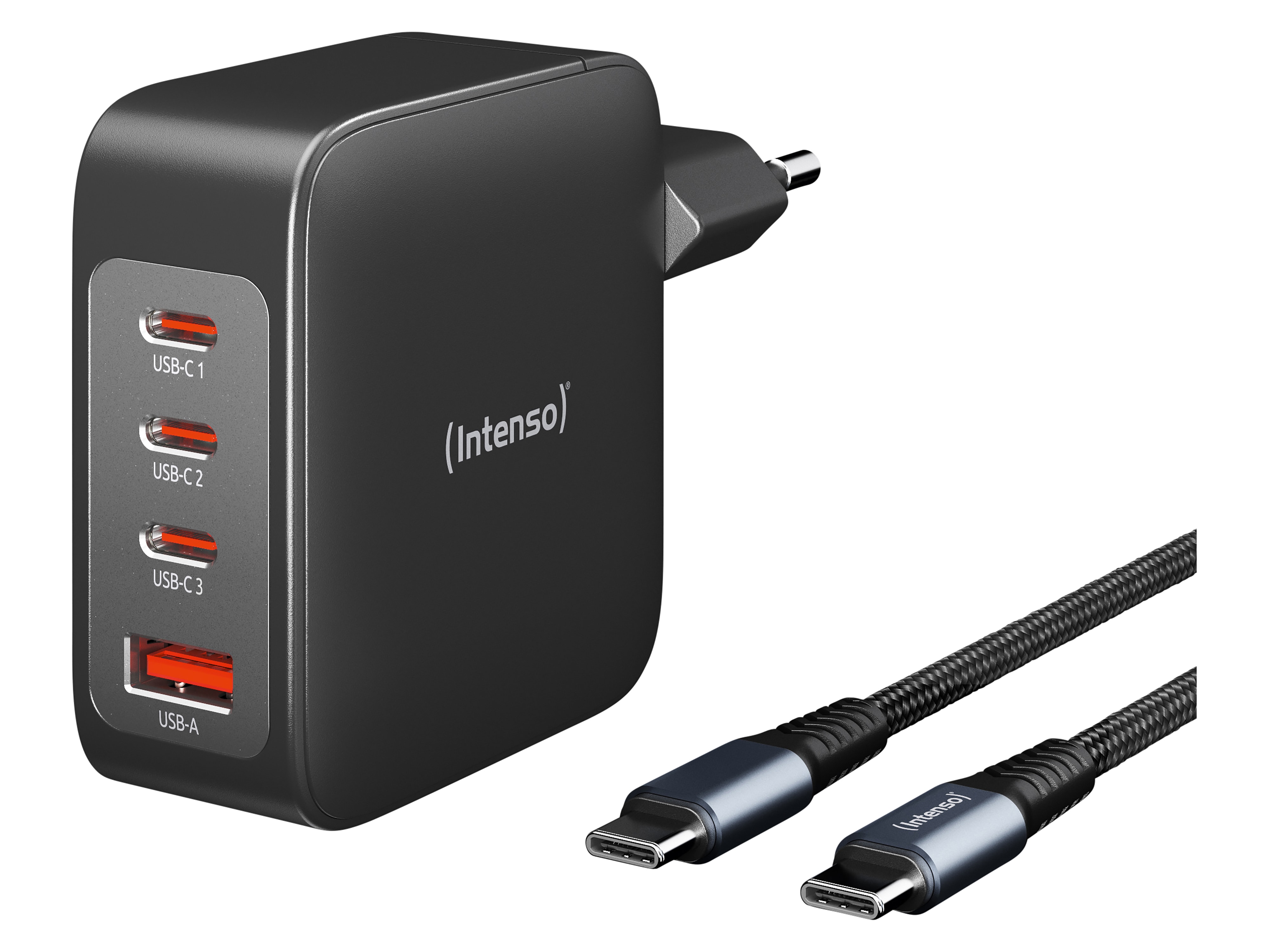 INTENSO USB-Lader 7814010, 140 W, 4-fach, 3xUSB-C, 1xUSB-A, GaN, schwarz INTENSO USB-Lader 7814010, 140 W, 4-fach, 3xUSB-C, 1xUSB-A, GaN, schwarz
