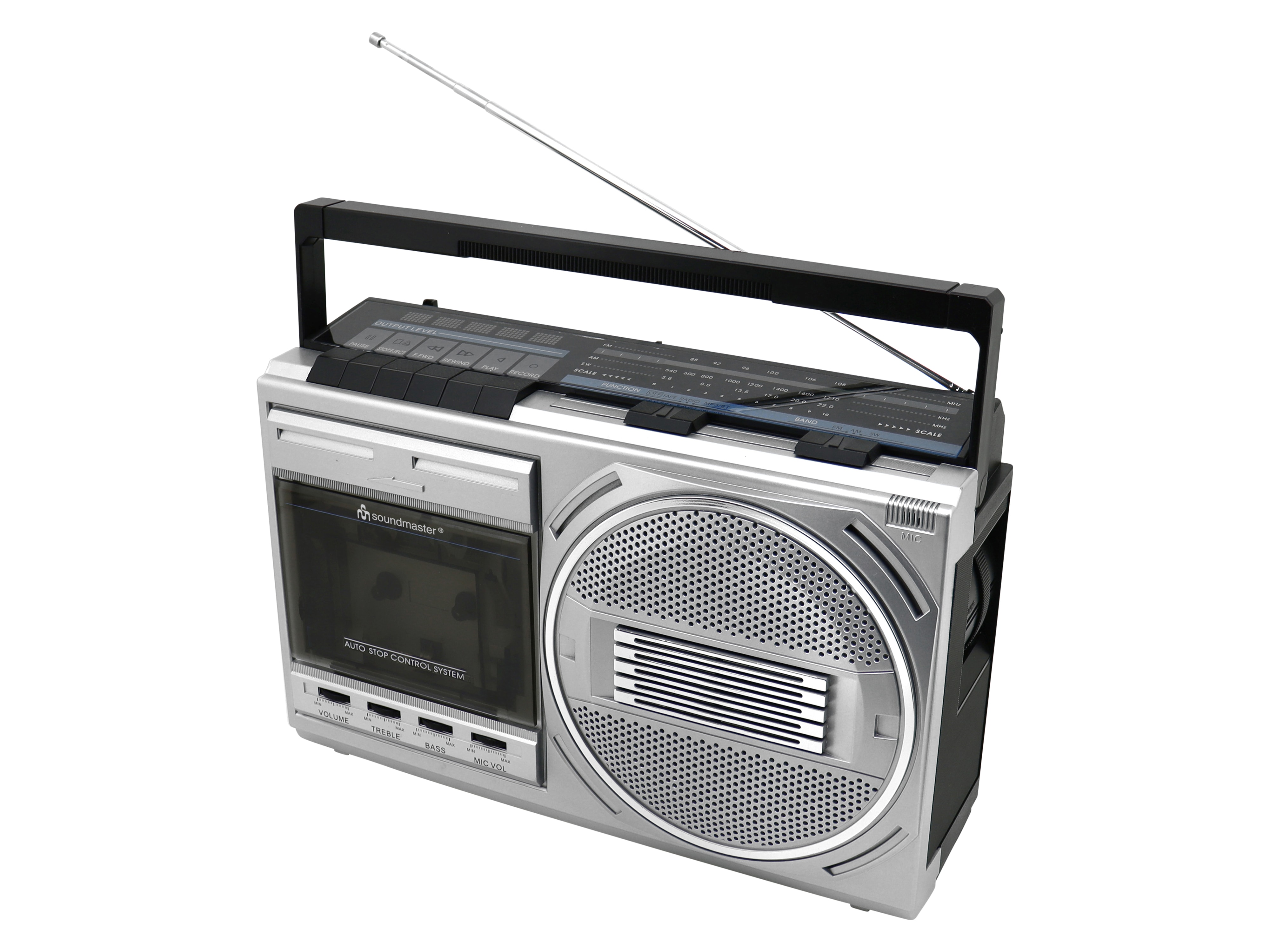 SOUNDMASTER Retro Radiokassettenrekorder RR20SI, UKW, Bluetooth, USB, silber