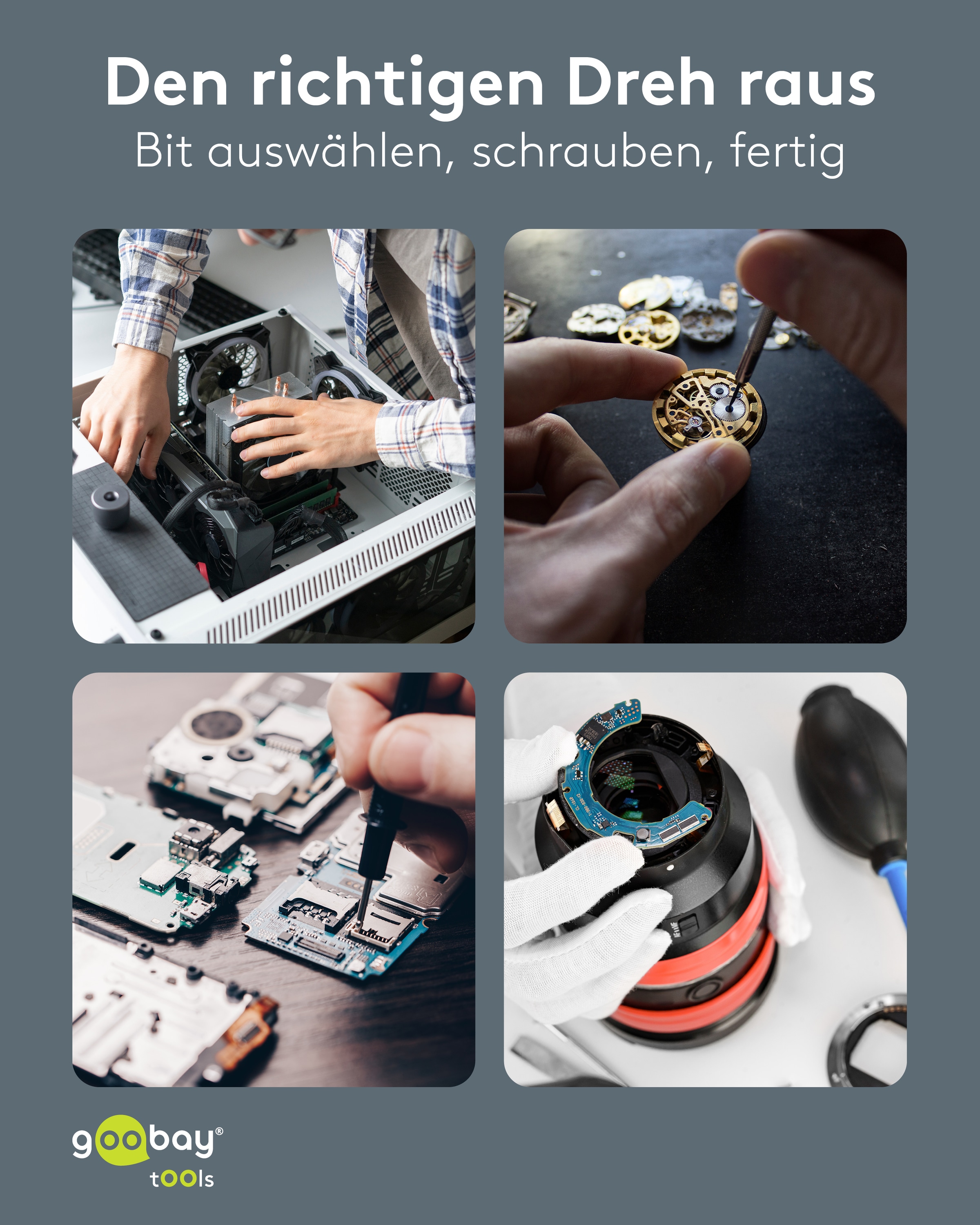 GOOBAY TOOLS Schraubendreher-Set, 77836, mit 24-tlg. Präzisions-Bitsatz