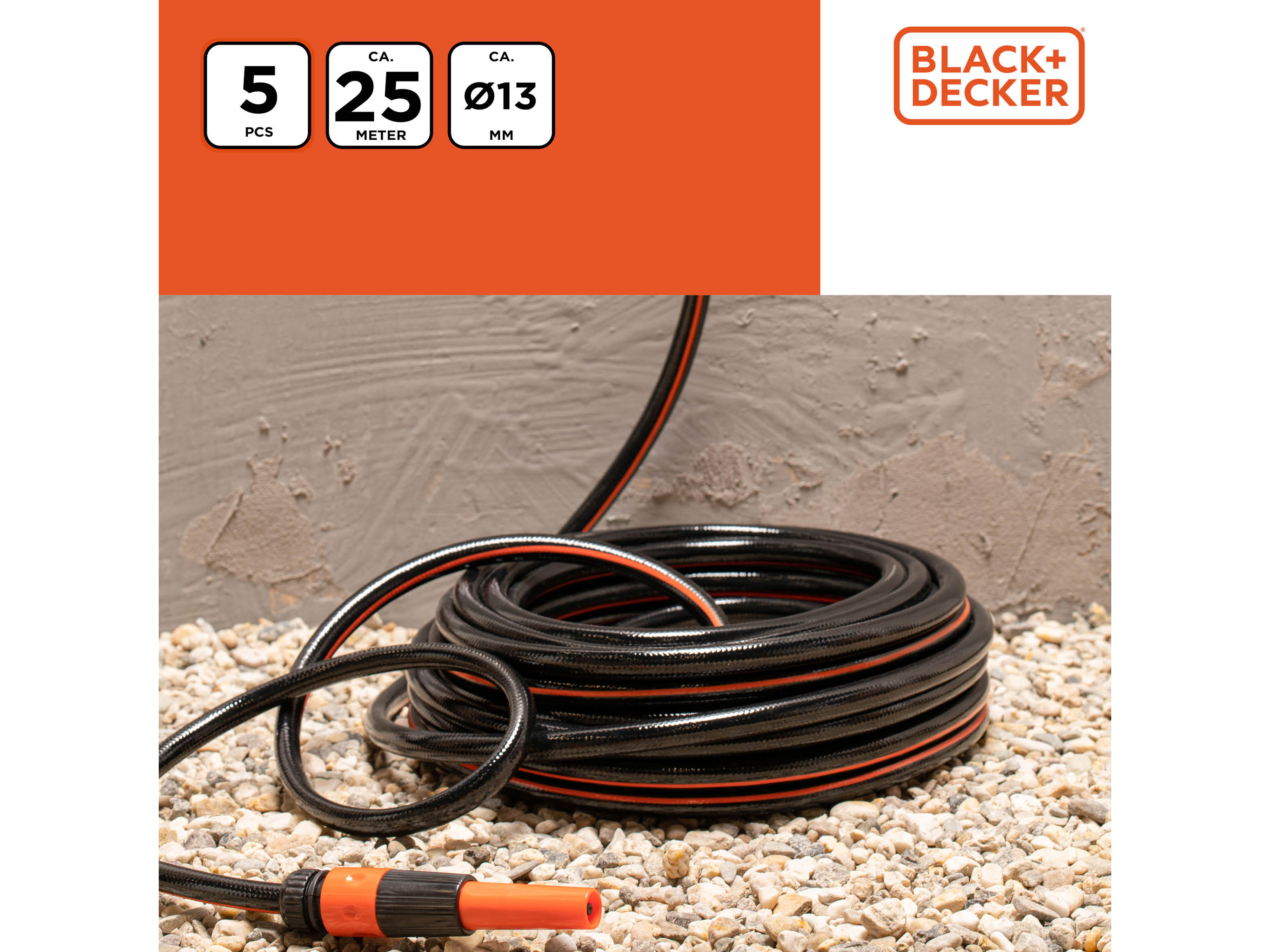 BLACK & DECKER Gartenschlauch mit Schnellanschluss, Ø 13 mm x 25 m BLACK & DECKER Gartenschlauch mit Schnellanschluss, Ø 13 mm x 25 m