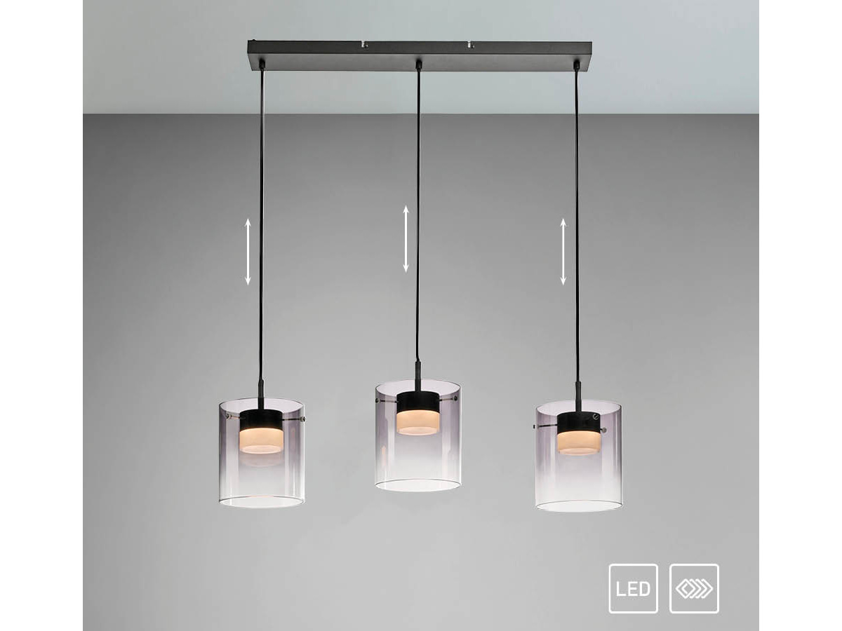 JUST LIGHT LED-Pendelleuchte 14043-18, 22,5W, 2400lm, 3000K, schwarz JUST LIGHT LED-Pendelleuchte 14043-18, 7,5W, 800lm, 3000K, schwarz