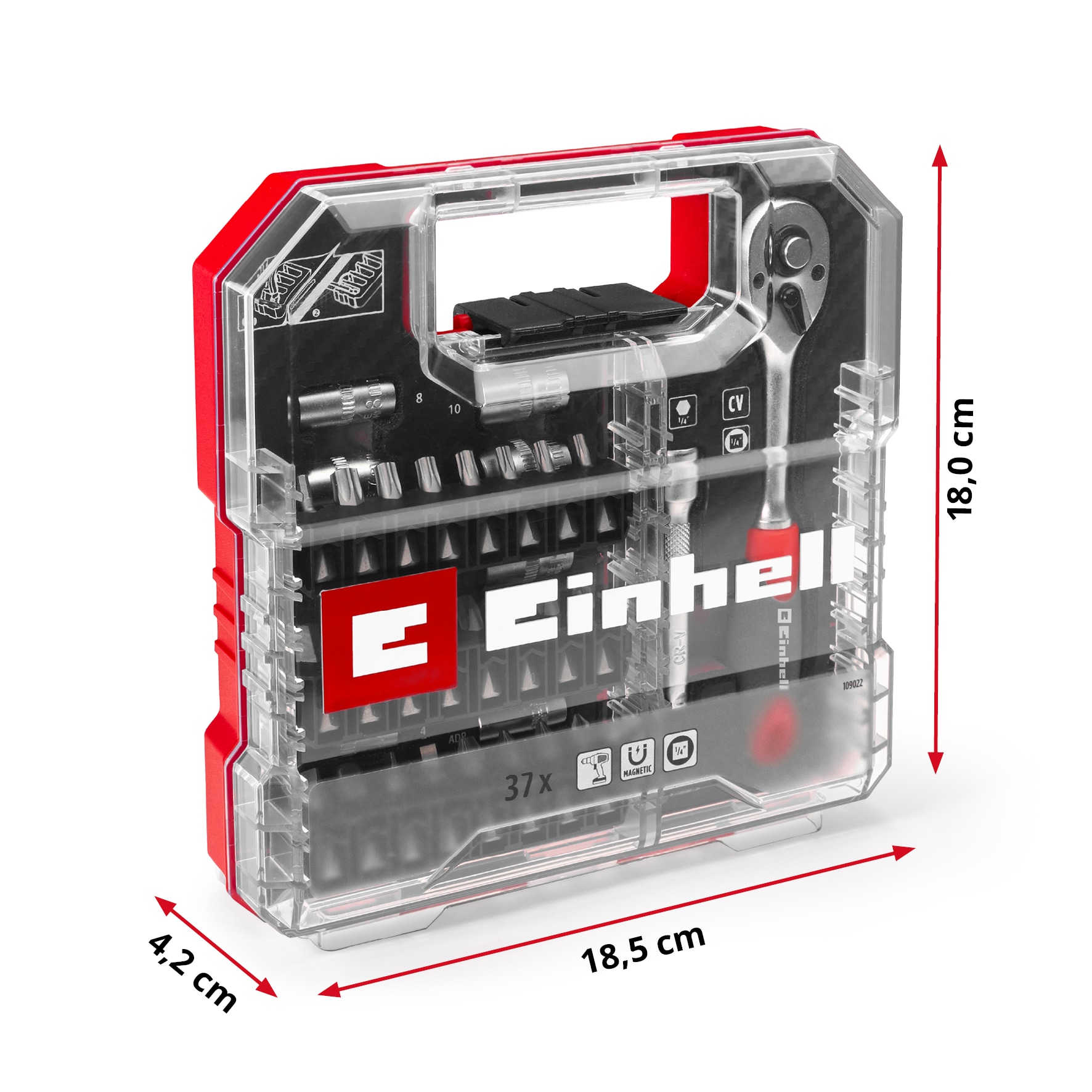 EINHELL Ratschen- & Bit-Set, 109022, L-Case, 37-teilig EINHELL Ratschen- & Bit-Set, 109022, L-Case, 37-teilig