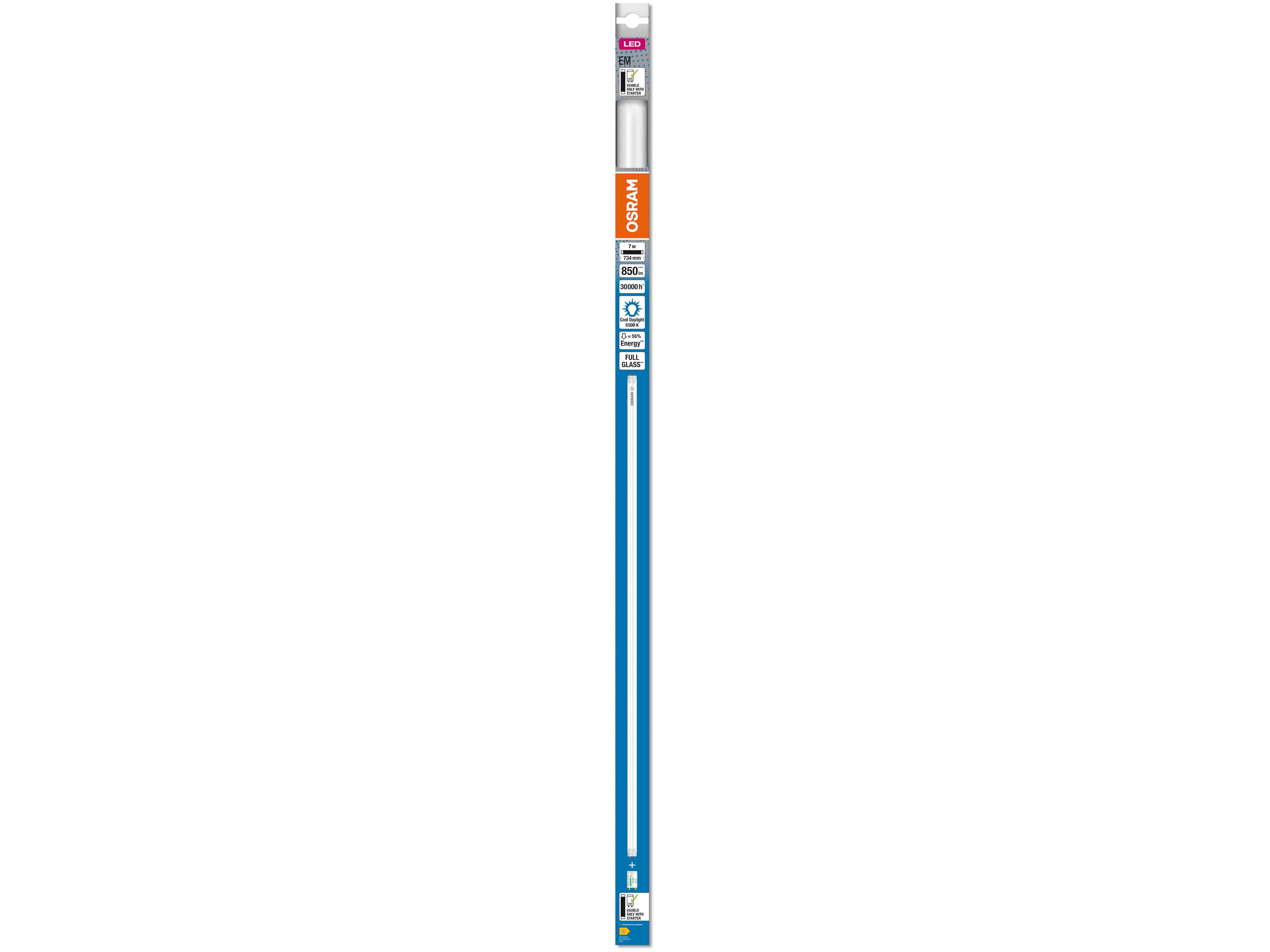 OSRAM LED-Röhre, T8, 720mm, G13, EEK: E, 7W, 850lm, 6500K OSRAM LED-Röhre, T8, 720mm, G13, EEK: E, 7W, 850lm, 6500K
