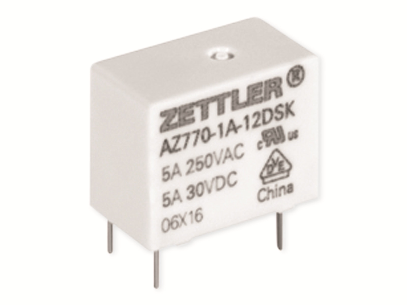 ZETTLER Printrelais, AZ770-1C-24DE, 24V, 1 Wechsler, 30V/DC, THT ZETTLER Printrelais, AZ770-1C-24DE, 24V, 1 Wechsler, 30V/DC, THT