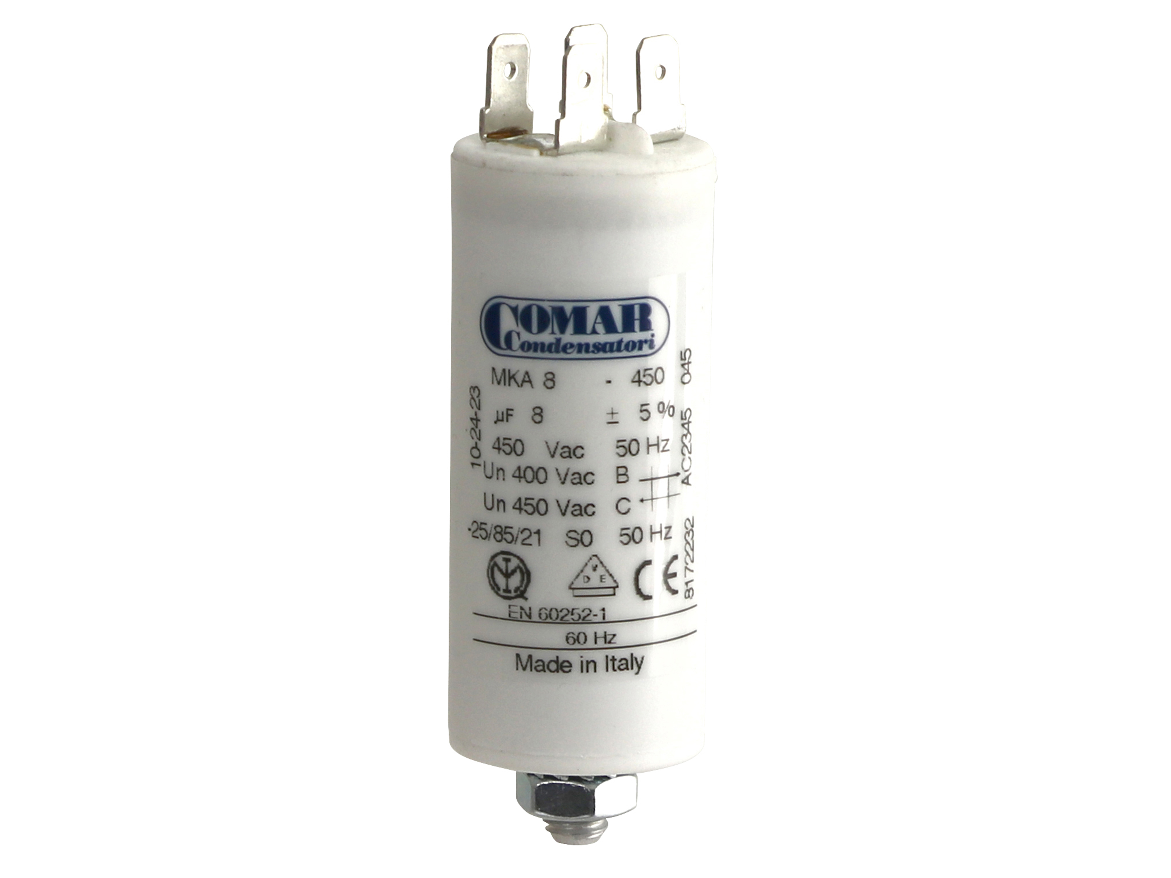 COMAR Motorkondensator, 8µF, 450V, Flachsteckanschluss
