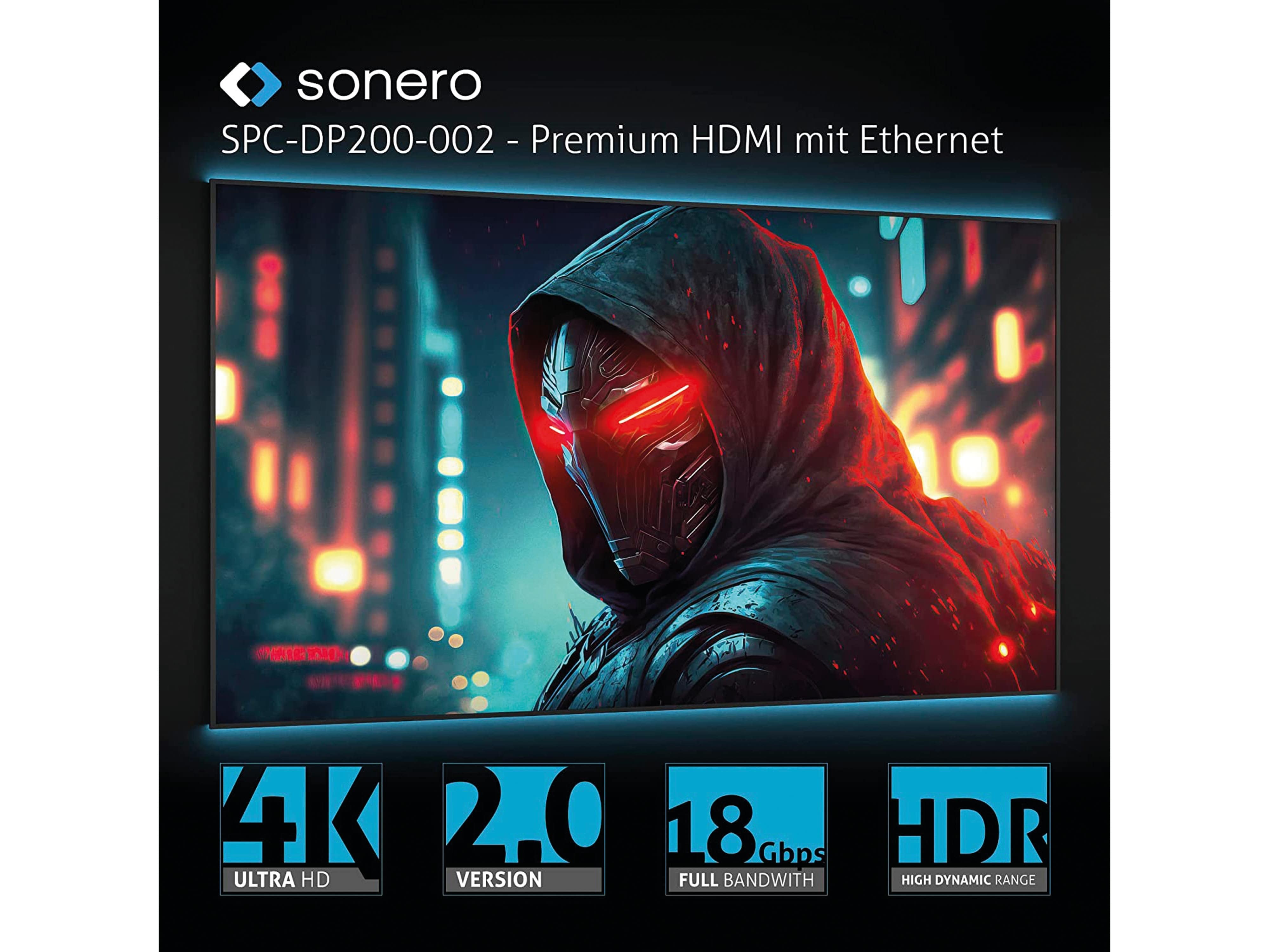 SONERO DisplayPort-Adapterkabel, DP auf HDMI, 4K60, grau/schwarz, 10 cm SONERO DisplayPort-Adapterkabel, DP auf HDMI, 4K60, grau/schwarz, 10 cm