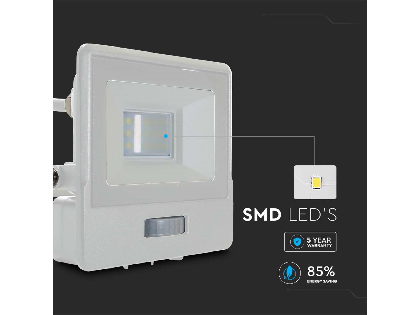 V-TAC LED-Fluter, Bewegungsmelder VT-118S-1 (20294) EEK: F, 10W, 735 lm, 6500K, weiß V-TAC LED-Fluter, Bewegungsmelder VT-118S-1 (20294) EEK: F, 10W, 735 lm, 6500K, weiß