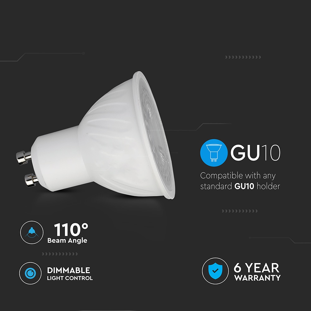 V-TAC LED-Lampe VT-247D, GU10, 6W, 4000K, EEK: F, CREE Chip, 445lm, IP20 V-TAC LED-Lampe VT-247D, GU10, 6W, 4000K, EEK: F, CREE Chip, 445lm, IP20