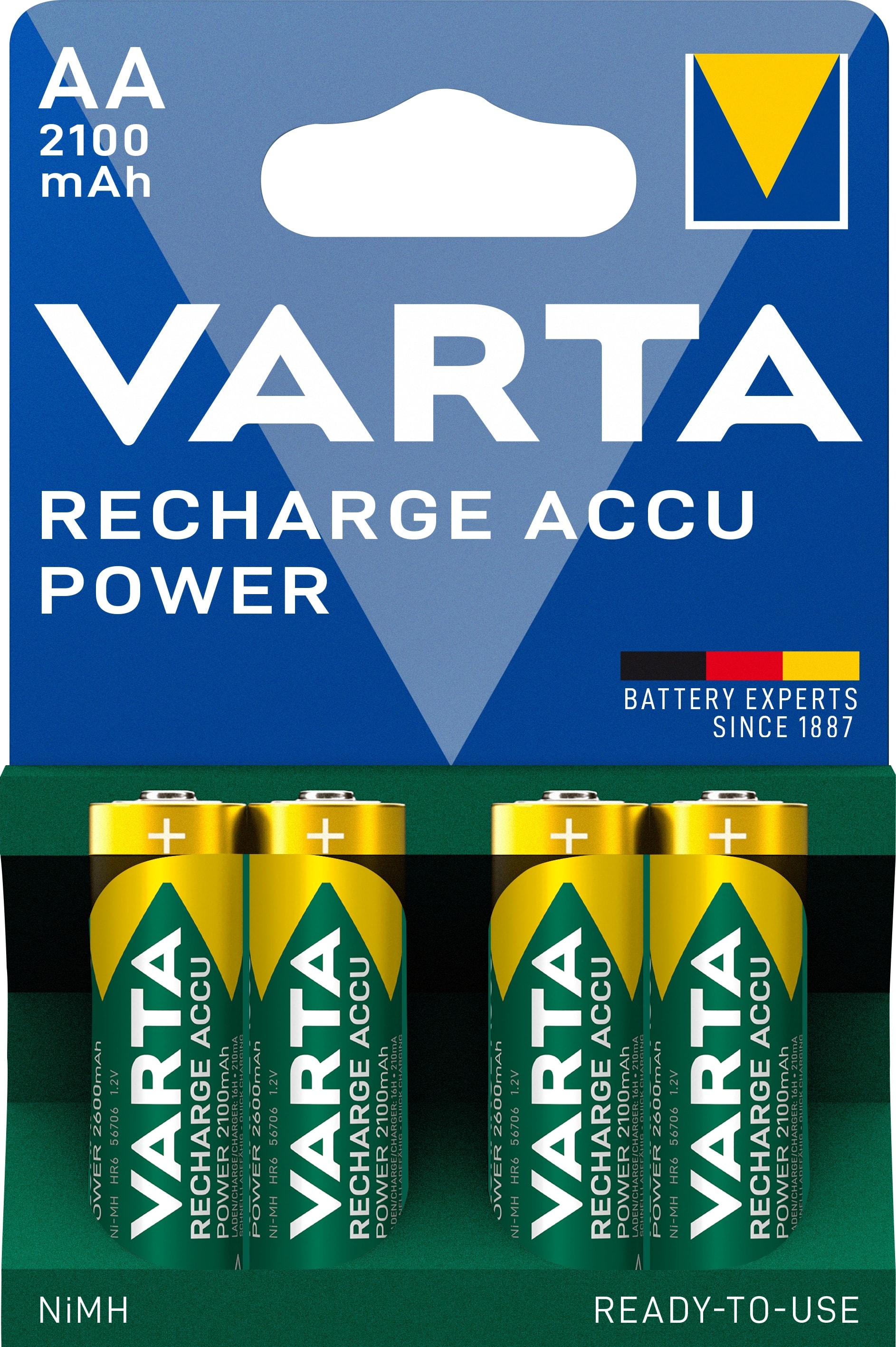 VARTA NiMH-Mignon-Akku 56706, 2100 mAh, 4 Stück VARTA NiMH-Mignon-Akku 56706, 2100 mAh, 4 Stück