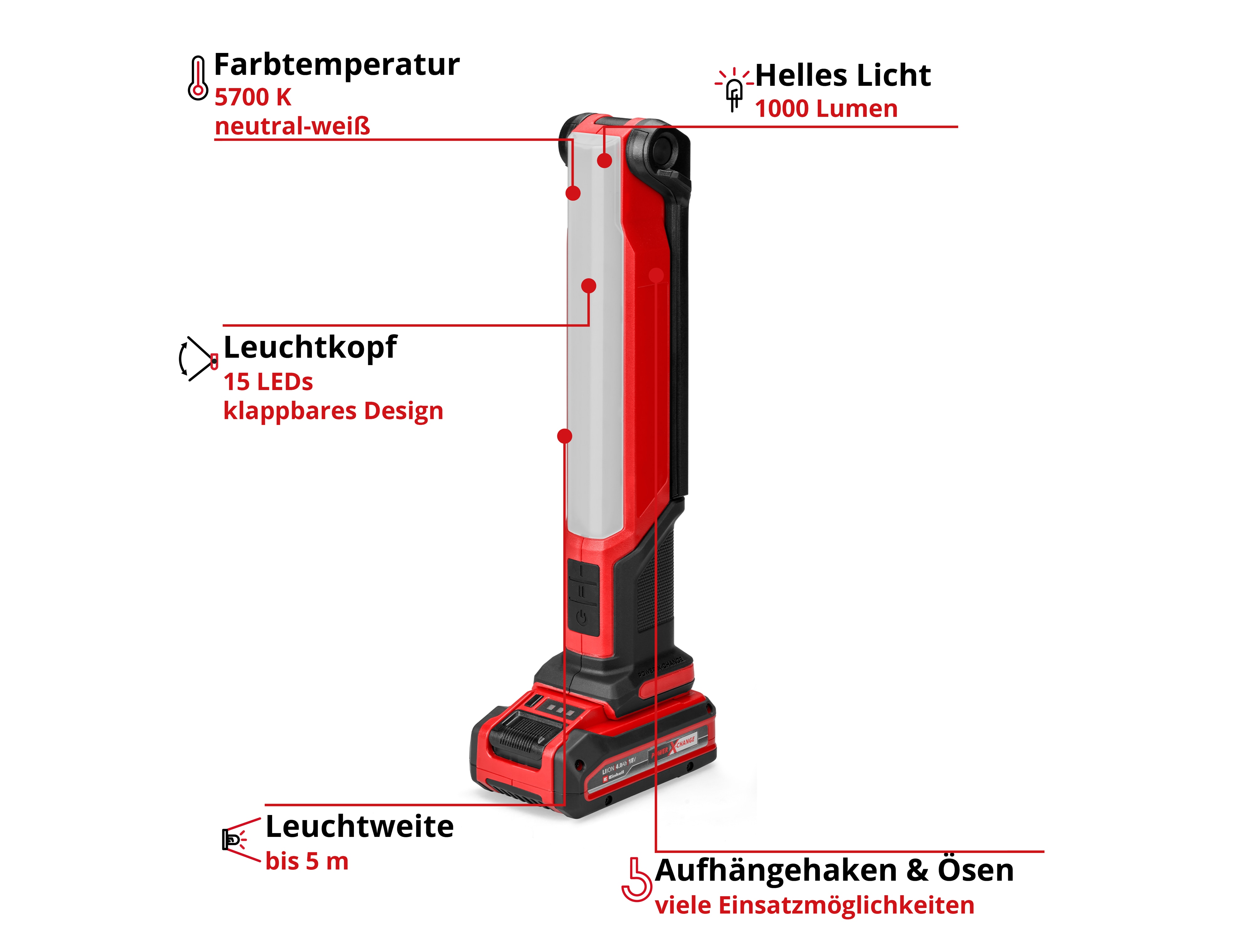 EINHELL Akku-Lampe TE-CL 18/1000 S Li Kit (1x 4,0 Ah)