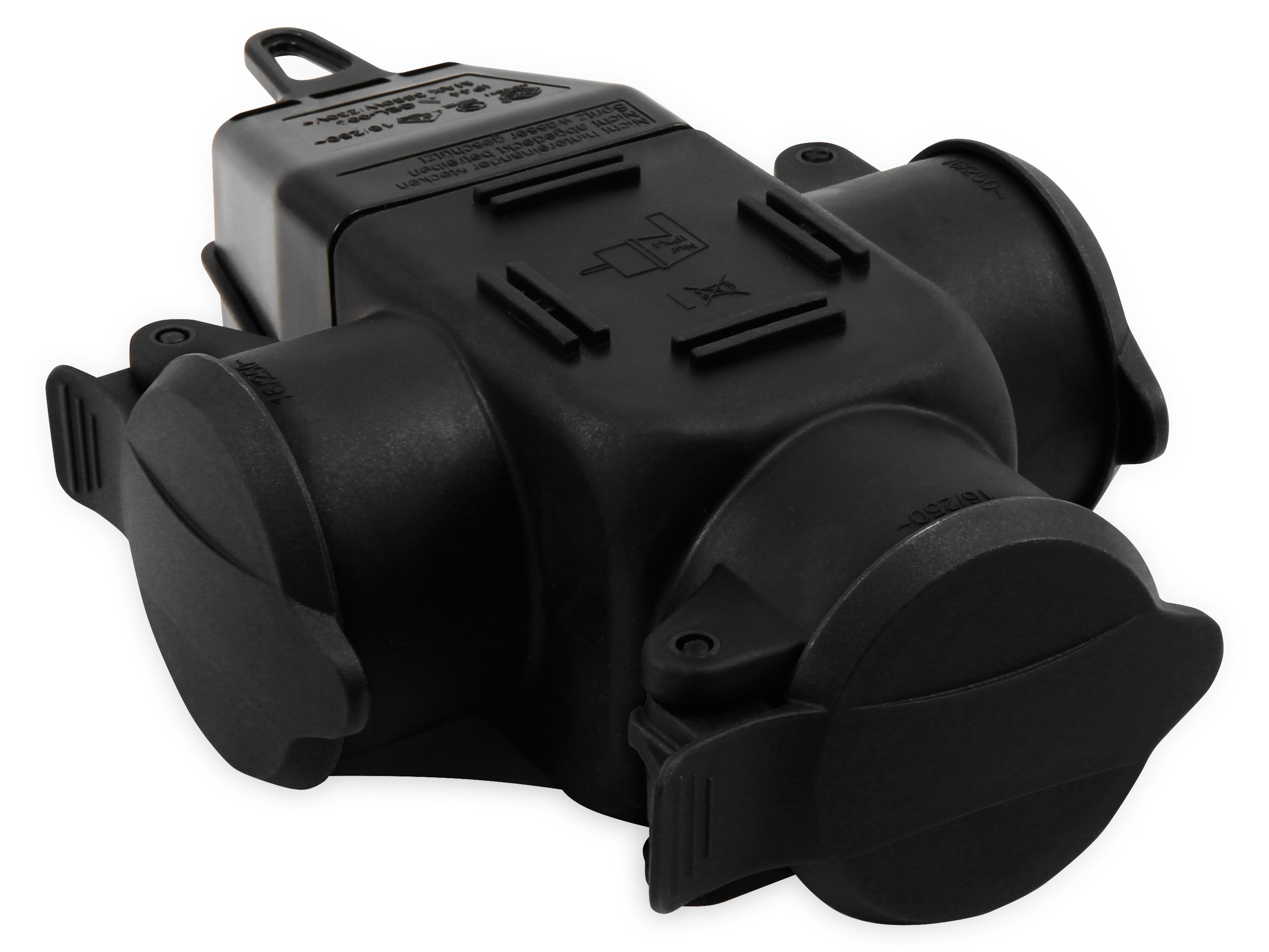 MCPOWER Schutzkontakt-Verteiler, 3-fach, IP44, Außenbereich, 16 A, schwarz MCPOWER Schutzkontakt-Verteiler, 3-fach, IP44, Außenbereich, 16 A, schwarz